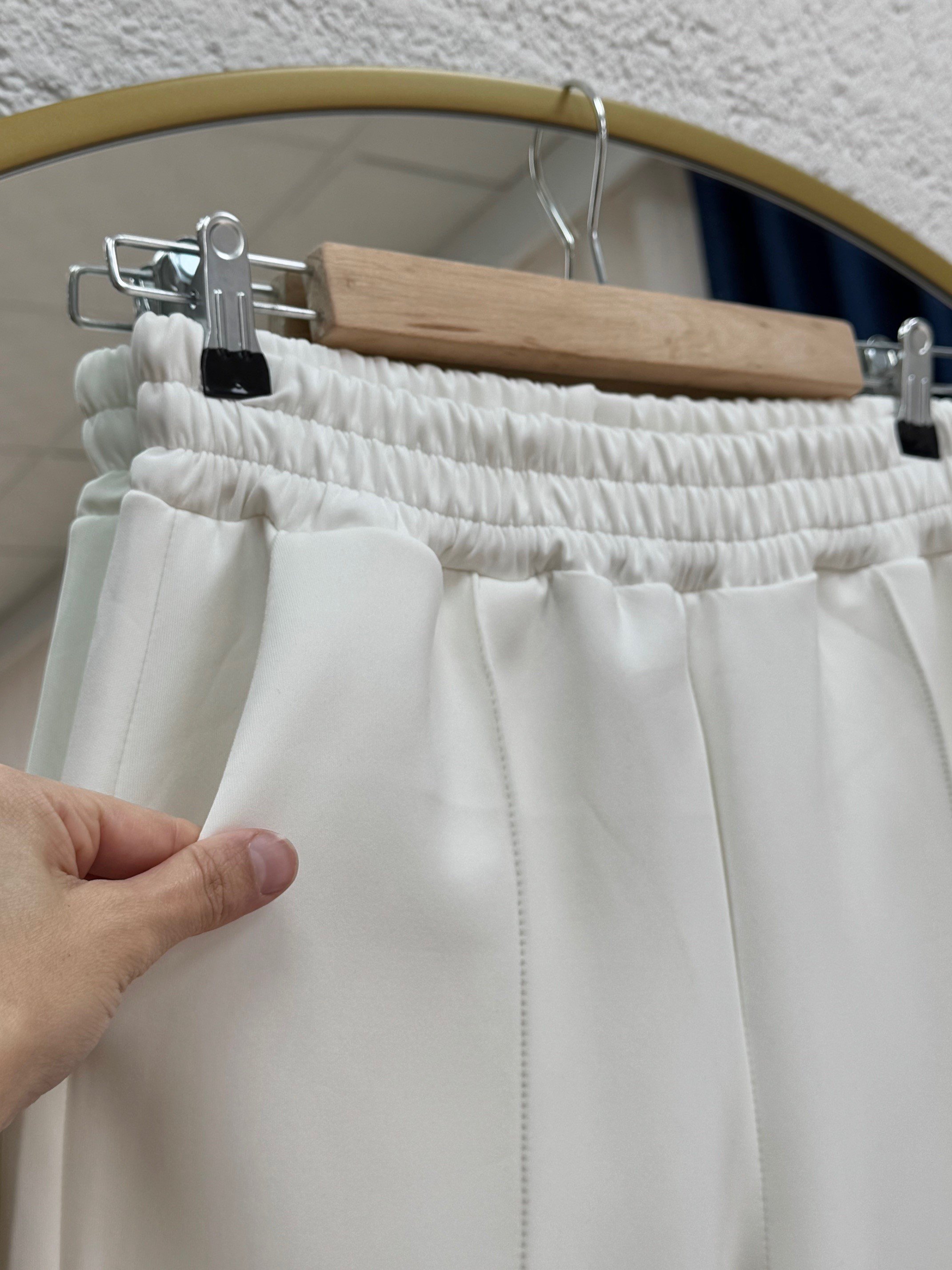 Zayna Bol Paça Çımalı Skuba Dalgıç Pantolon-MT3555 Beyaz