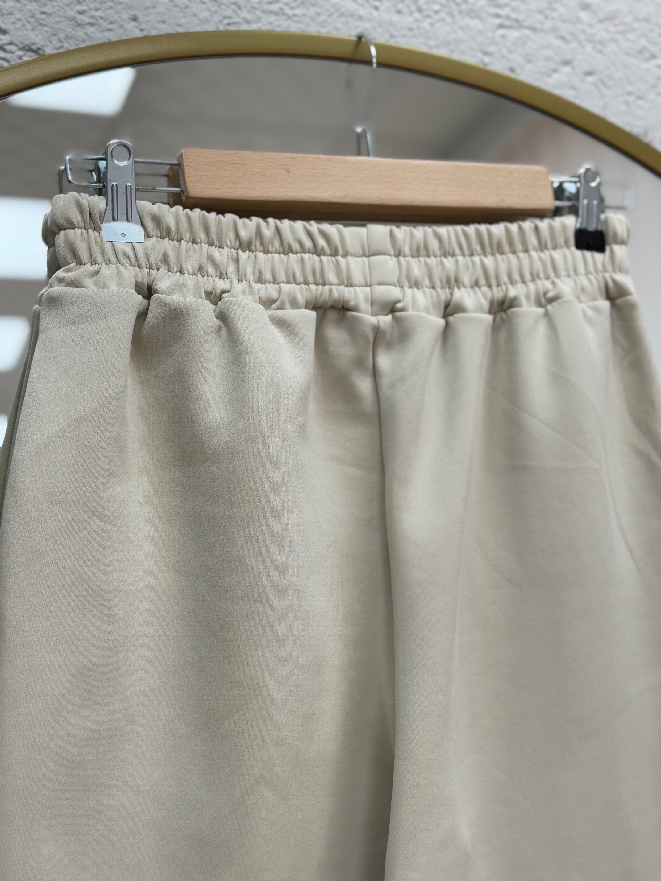Zayna Bol Paça Çımalı Skuba Dalgıç Pantolon-MT3555 Taş