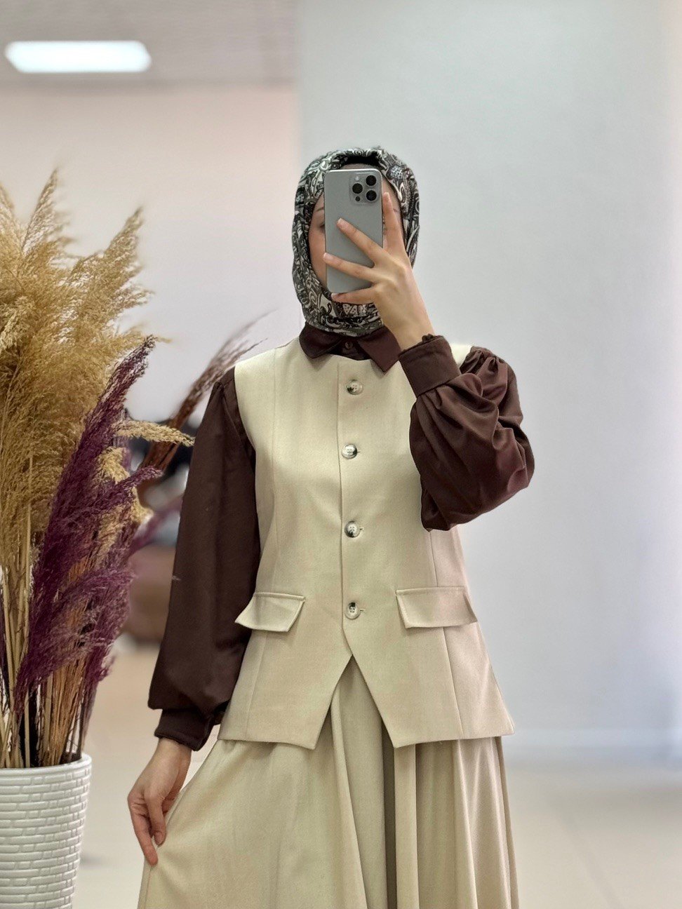 Zenetta Kemeri Zincir Detaylı Astarlı Yelekli İkili Takım-ÜN3000 Taş