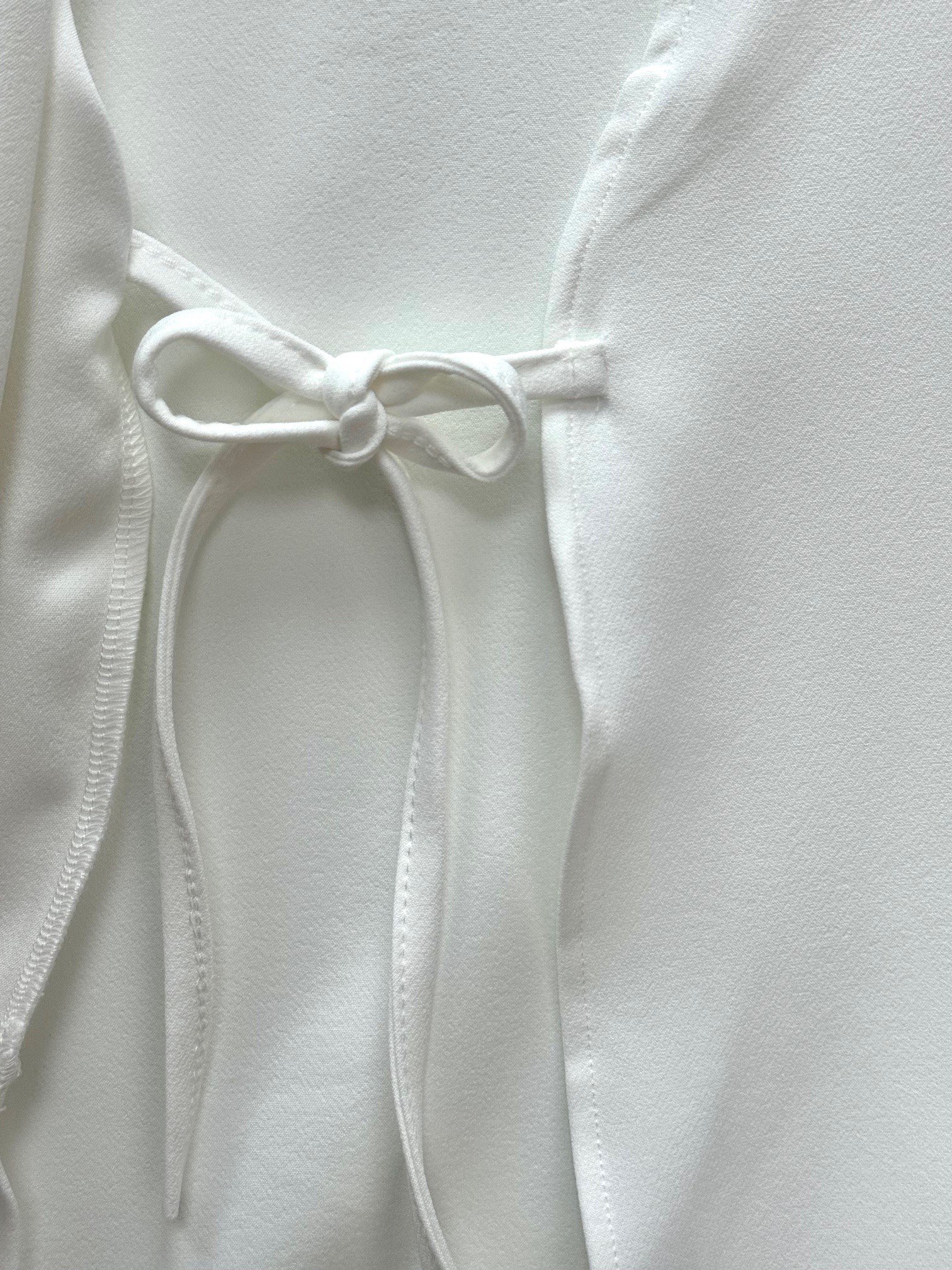 Zenyla Yan Bağlamalı Atlas Ceket-AS05814 Beyaz