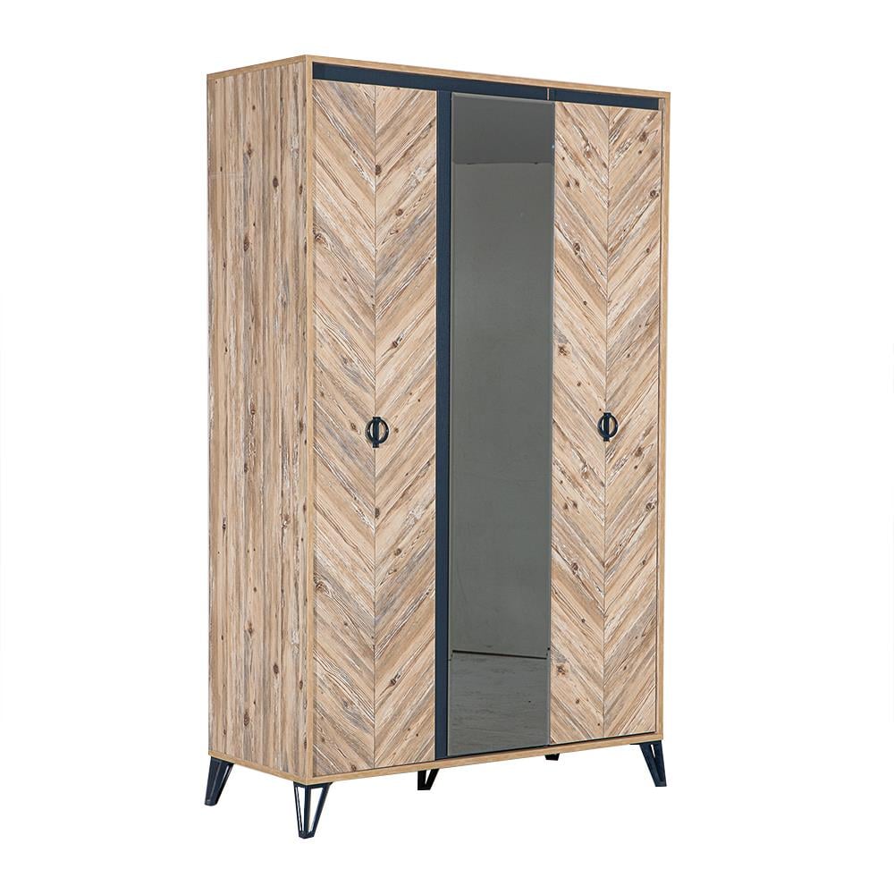 Arda 3 Kapaklı Aynalı Gardırop- Alpi İzlanda Mavi