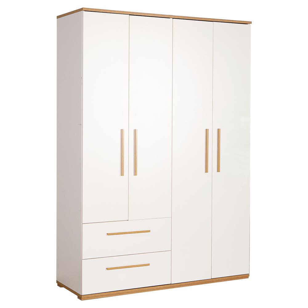 Eva 402 - 4 Kapaklı Gardırop - Sarı Meşe/Beyaz