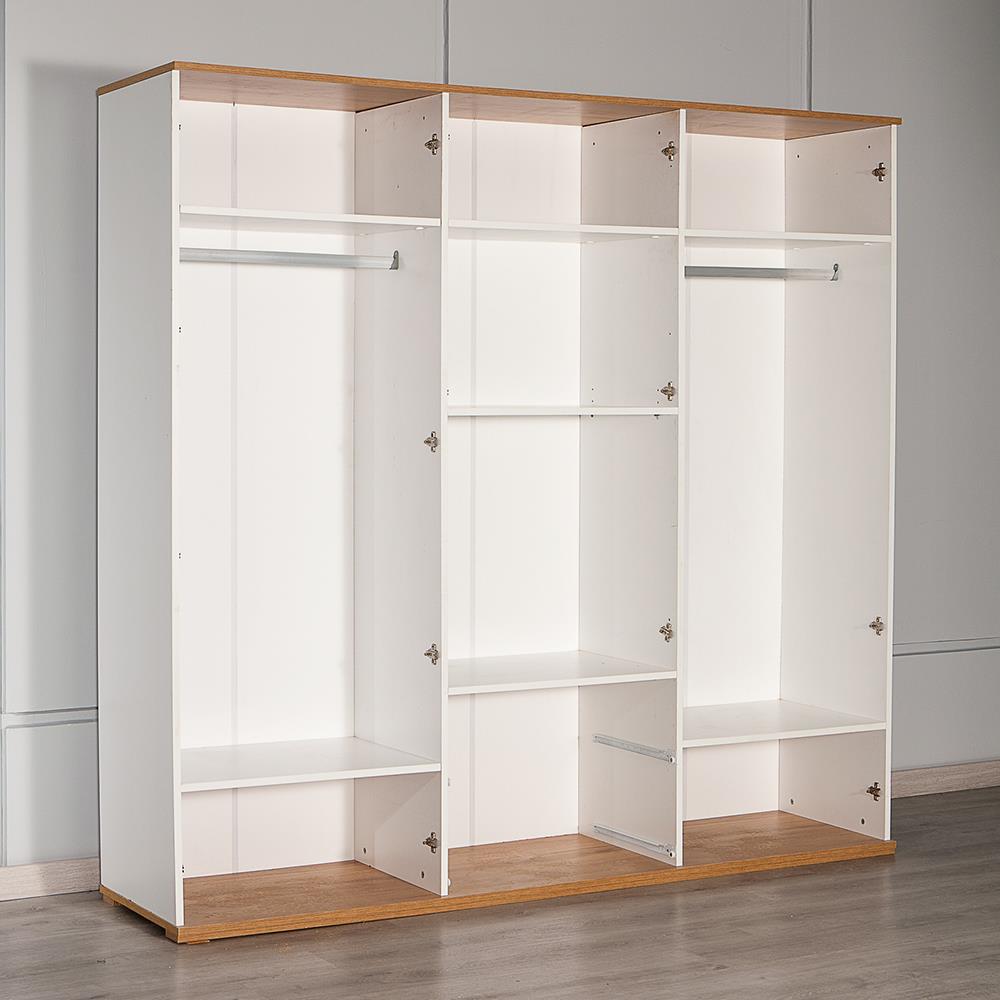 Eva 602 - 6 Kapaklı Gardırop - Sarı Meşe/Beyaz