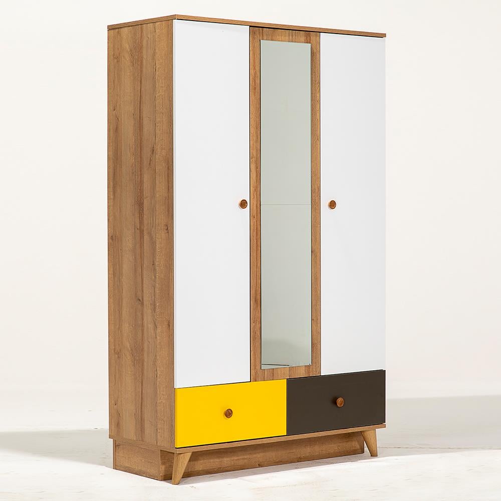 Hera Artemis 3 Kapaklı 2 Çekmeceli Aynalı Gardırop