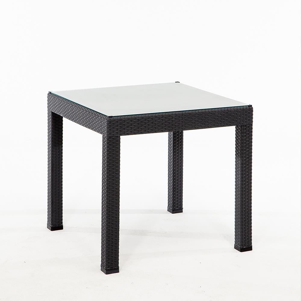 Rattan 80x80 Camlı Masa, Garden 4 Adet Sandalye Bahçe Seti, Antrasit