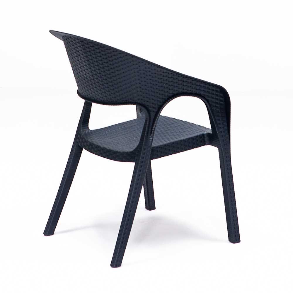 Rattan 80x80 Camlı Masa, Garden 4 Adet Sandalye Bahçe Seti, Antrasit