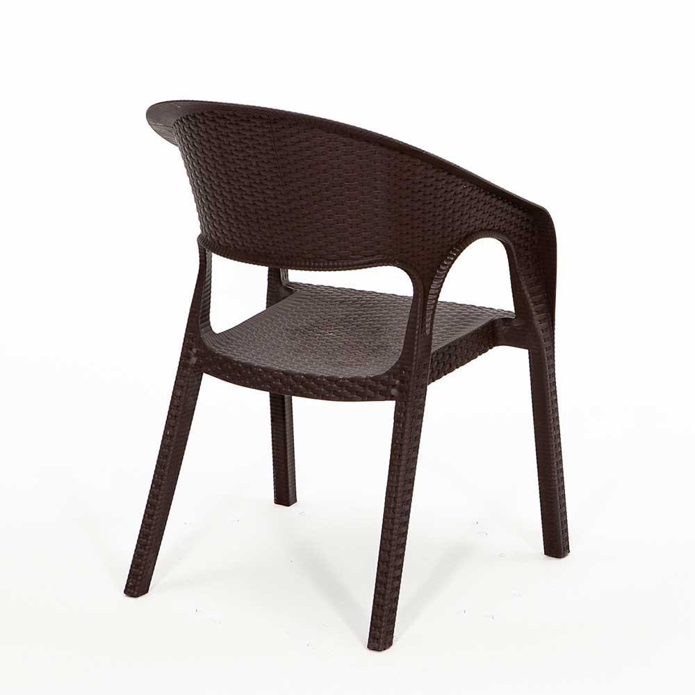 Rattan 80x80 Camsız Masa, Garden 4 Adet Sandalye Bahçe Seti, Kahve