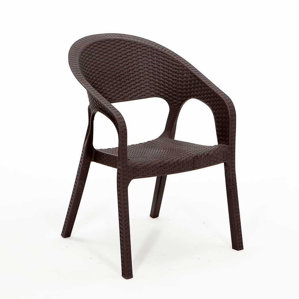 Rattan 80x80 Camsız Masa, Garden 4 Adet Sandalye Bahçe Seti, Kahve