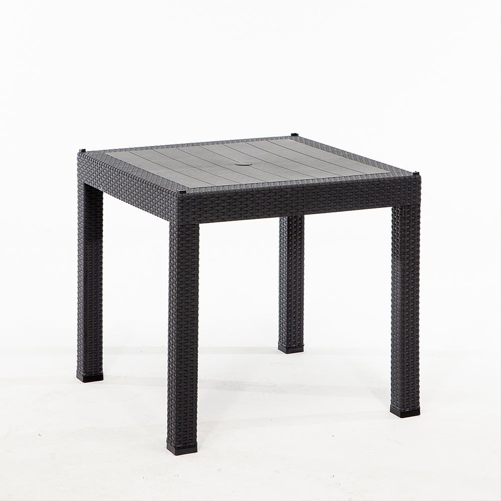 Rattan 80x80 Camsız Masa, Garden 4 Adet Sandalye Bahçe Seti, Antrasit