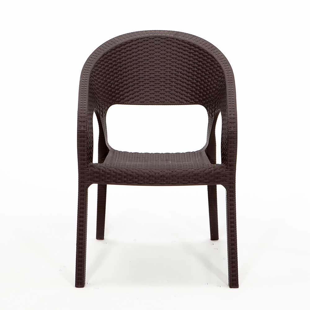 Rattan 80x80 Camsız Masa, Garden 4 Adet Sandalye Bahçe Seti, Kahve