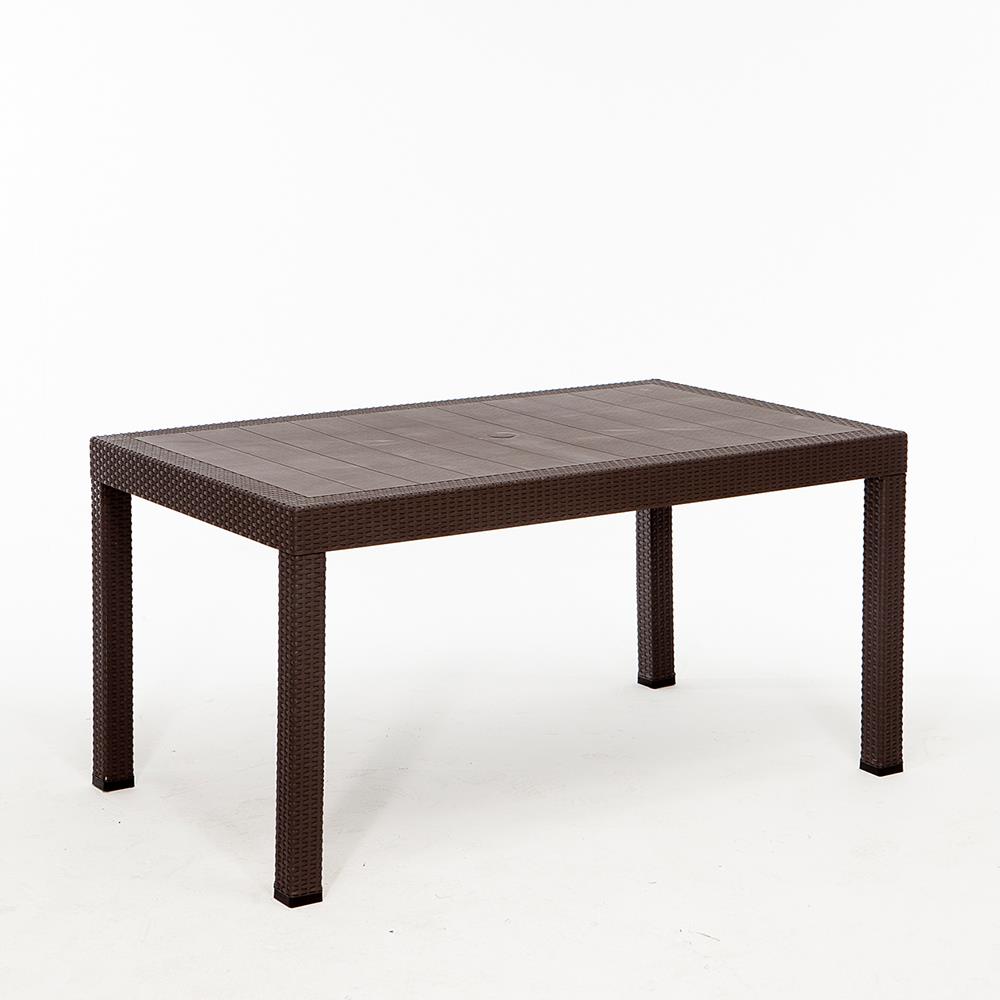 Rattan 90x150 Camsız Masa / Rattan Kolsuz 6 Adet Sandalye Bahçe Seti - Kahve