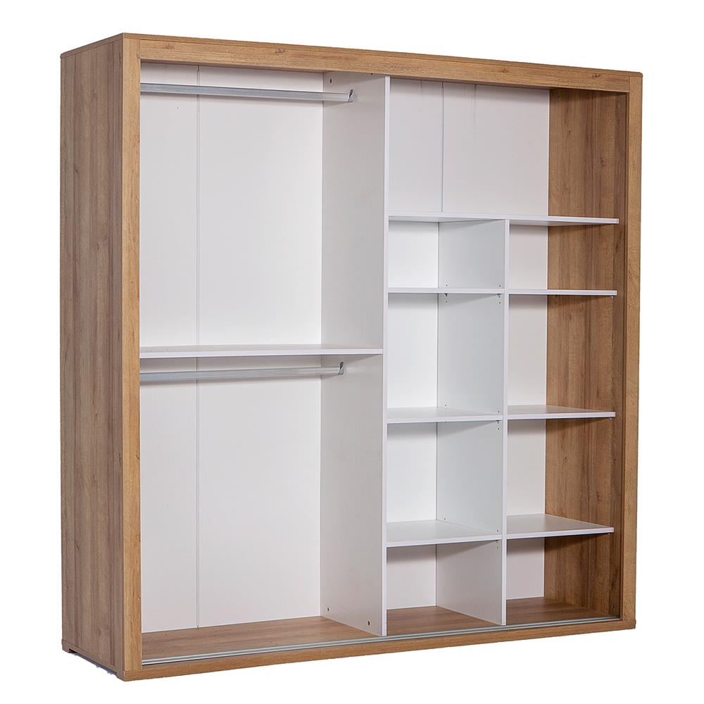 Tuana 210'lık Sürgülü Gardırop- Sarı Meşe/Beyaz