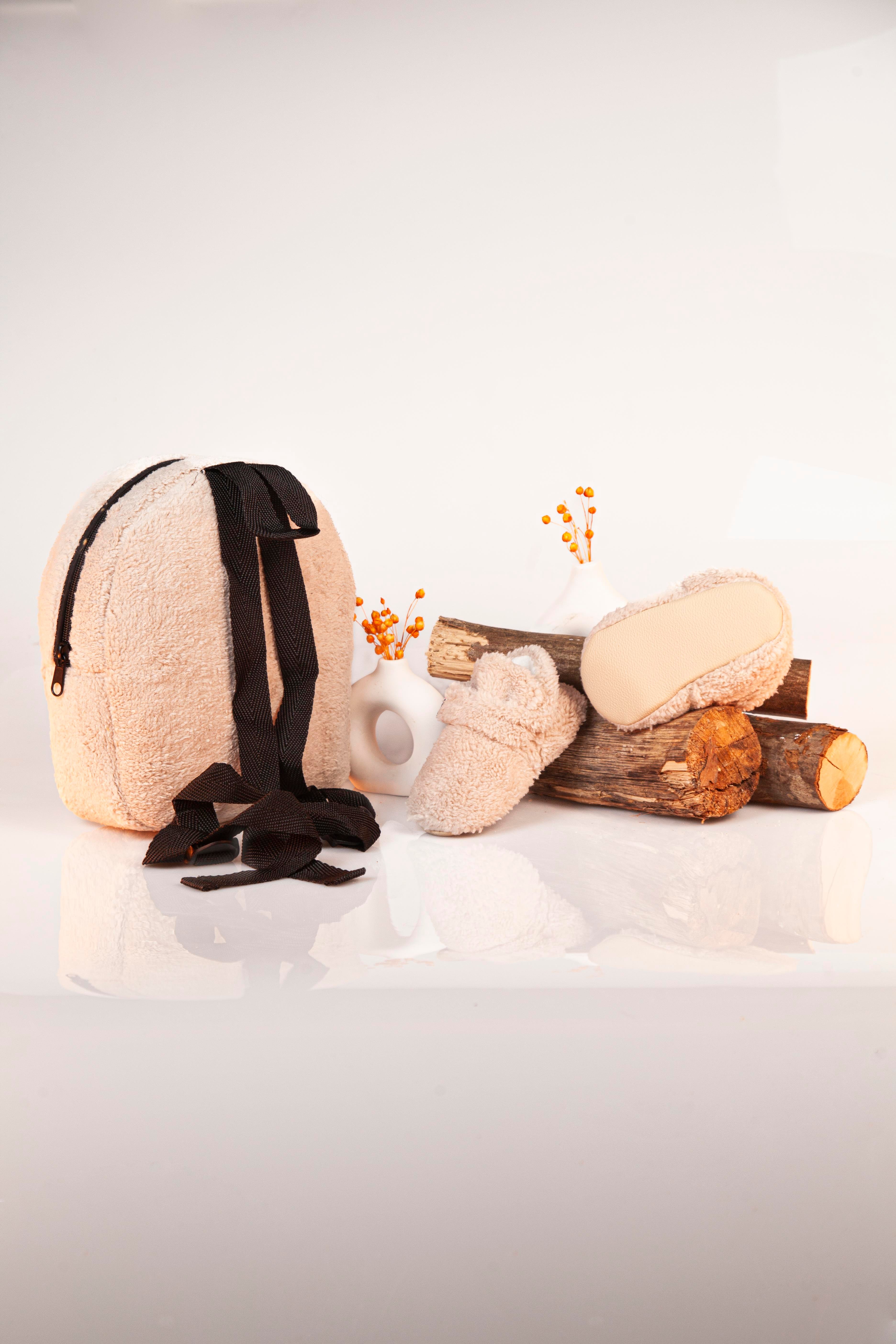 ÇOCUK ÇANTASI + PATİK SETİ KOMBİN POLAR ÇANTA PANDUF SETİ