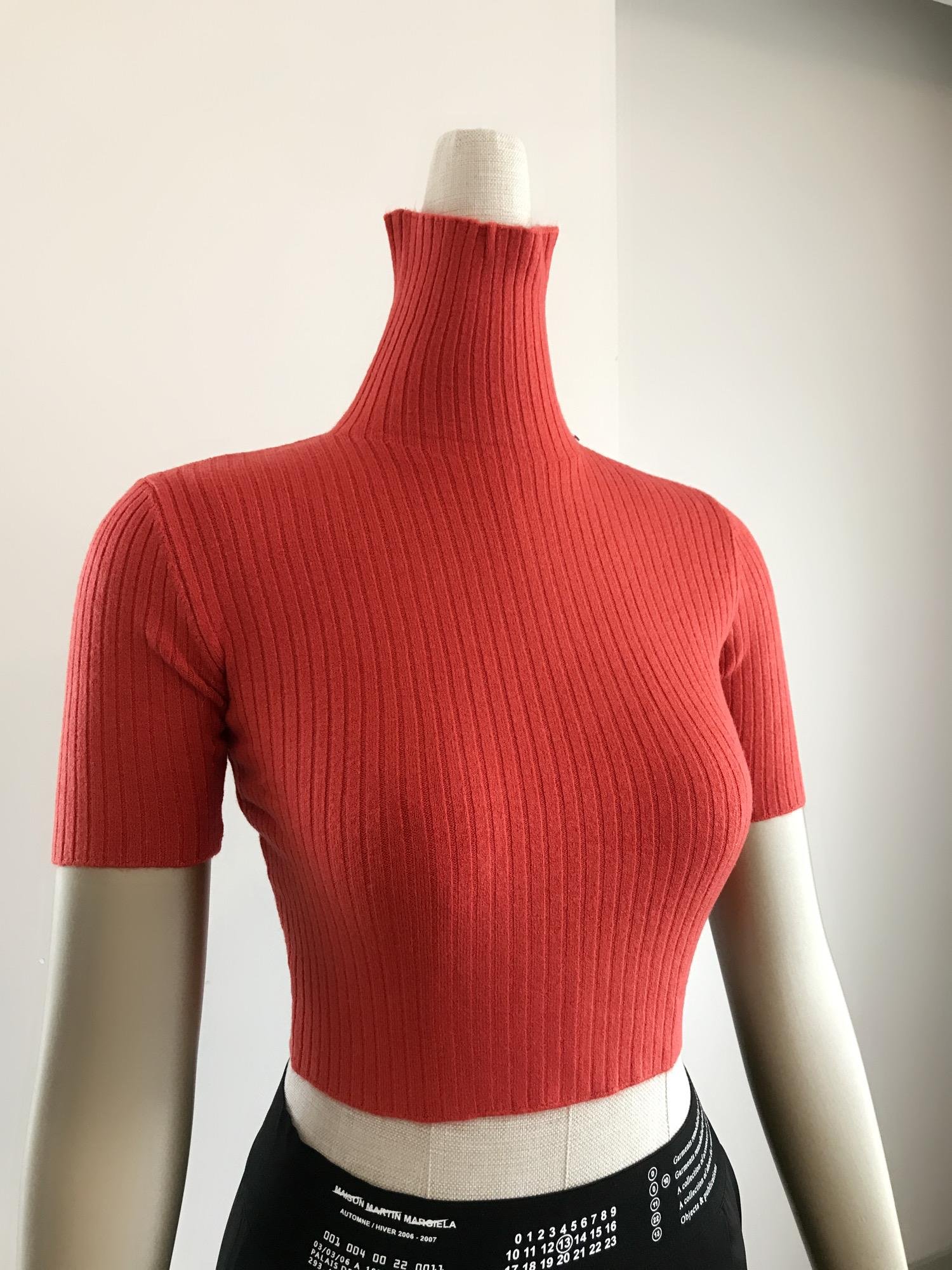 Balıkçı Yaka Kırmızı Kısa Kollu Crop Top
