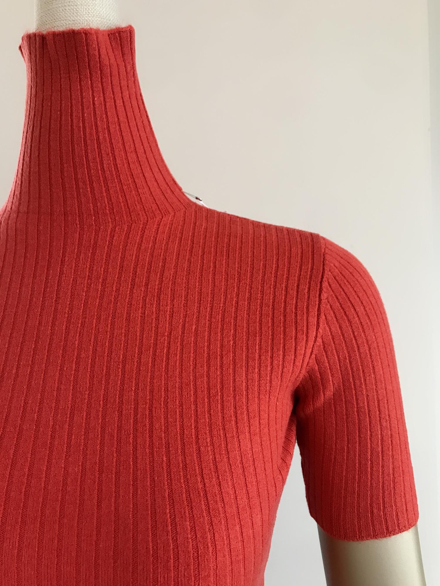 Balıkçı Yaka Kırmızı Kısa Kollu Crop Top