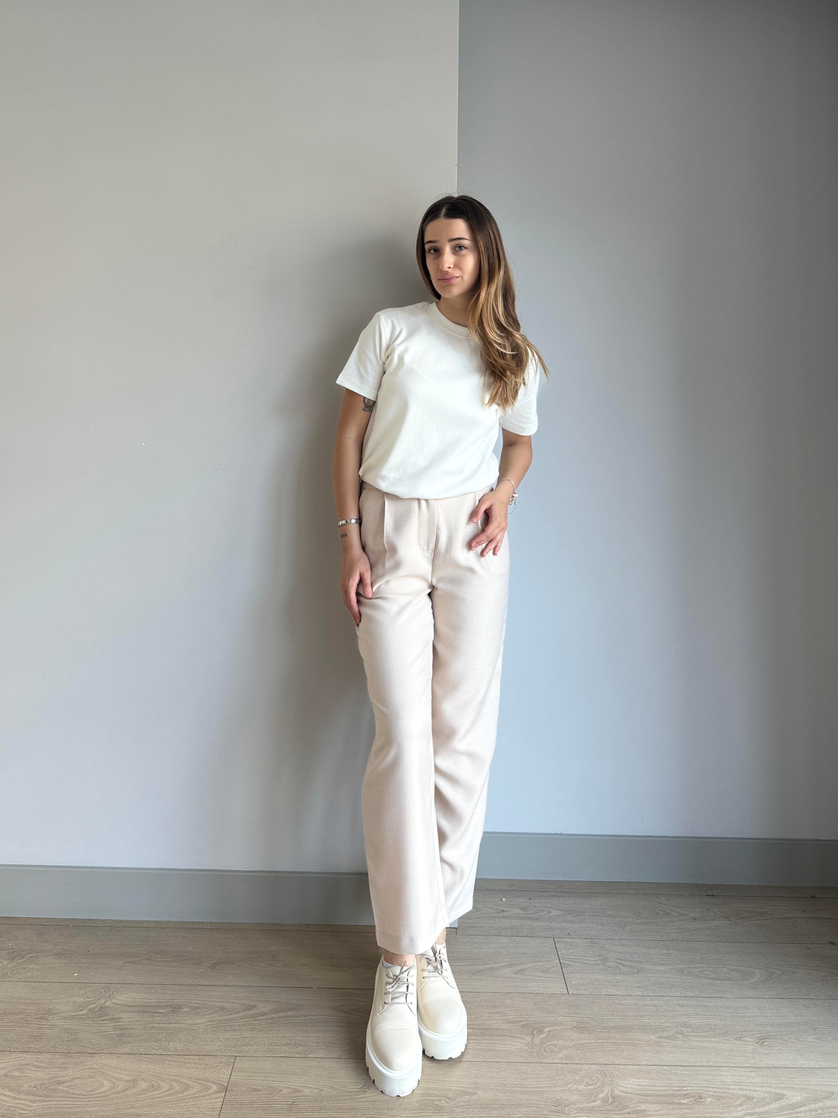 BEJ YÜKSEK BEL PANTALON