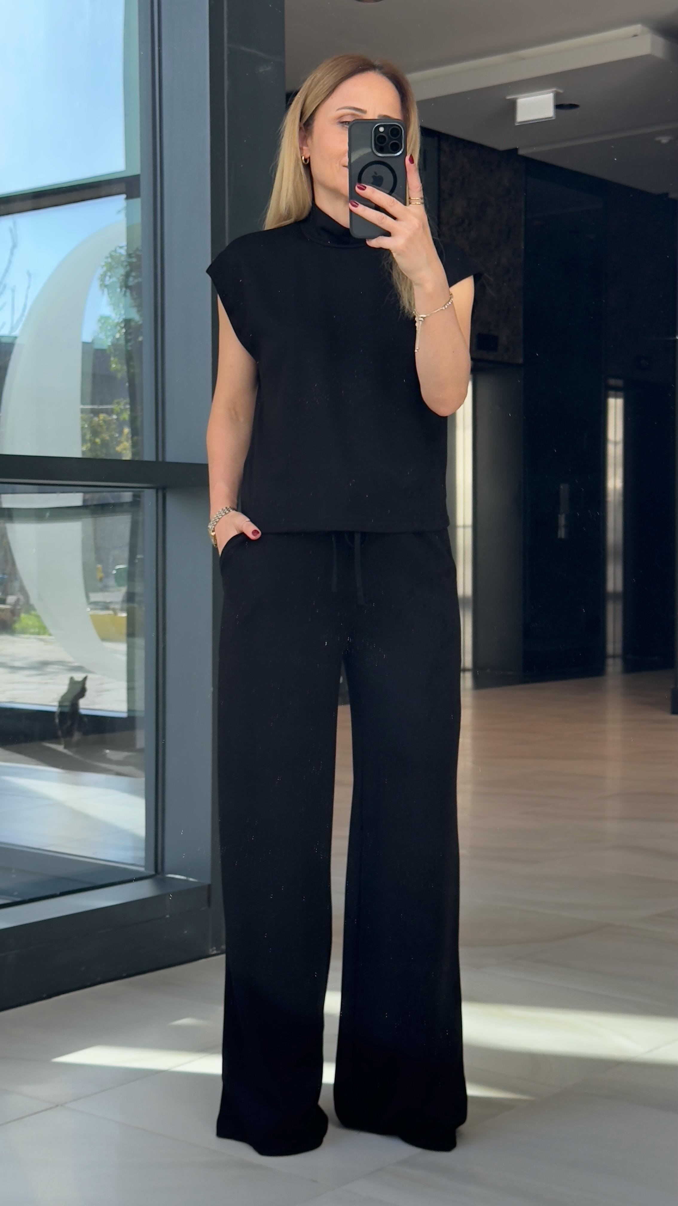 BİSİKLET YAKA KISA KOLLU PANTOLON-BLUZ MODAL TAKIM