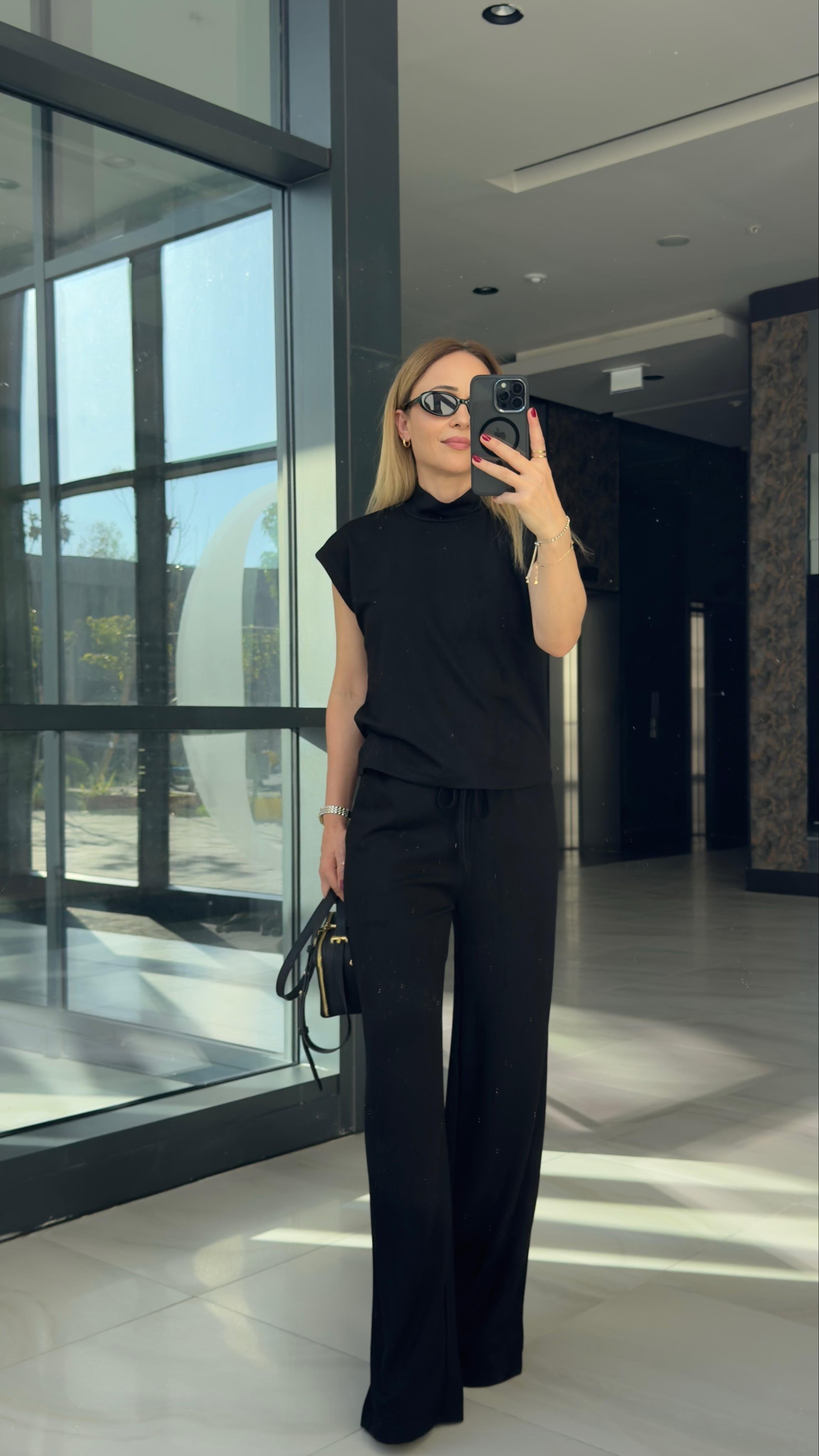 BİSİKLET YAKA KISA KOLLU PANTOLON-BLUZ MODAL TAKIM