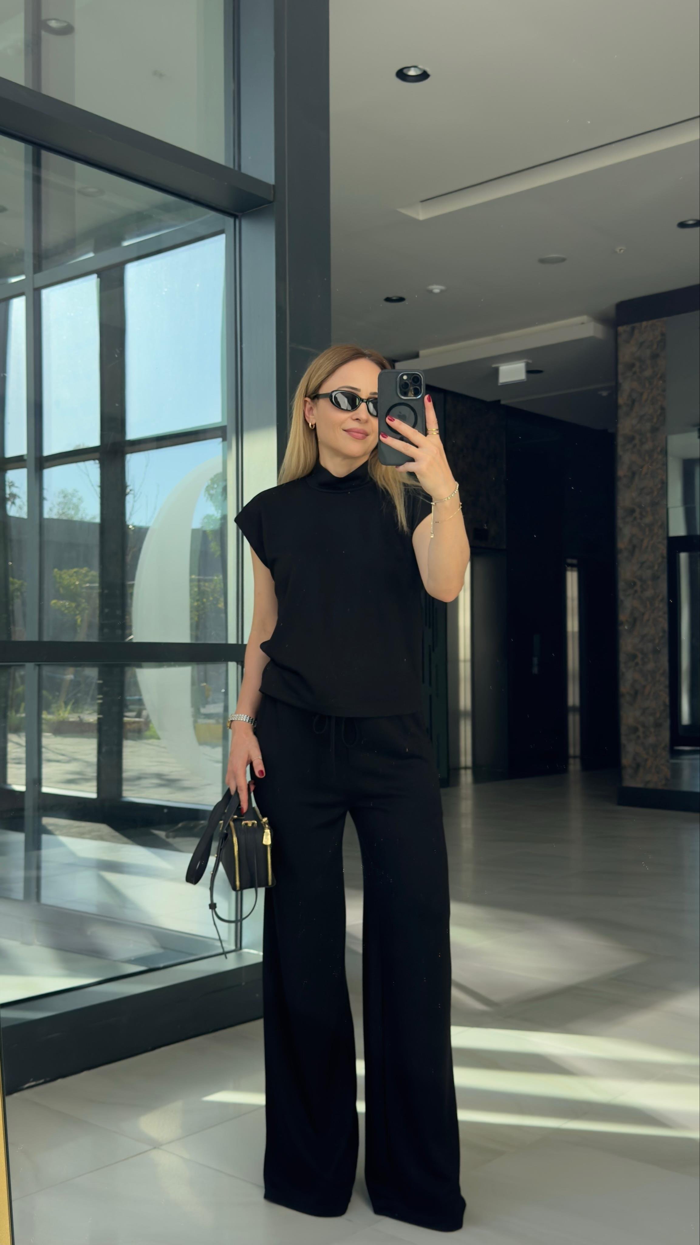 BİSİKLET YAKA KISA KOLLU PANTOLON-BLUZ MODAL TAKIM