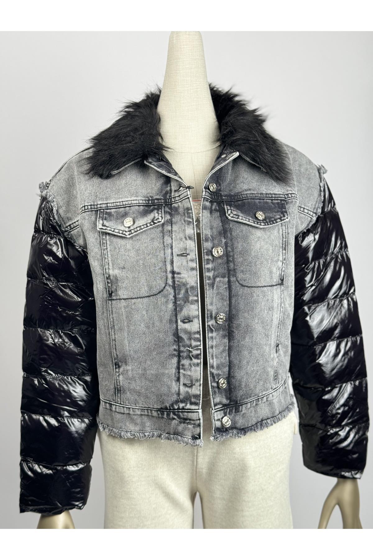 Denim İçi Dolgulu Yaka Detayı Çıkabilen Mont