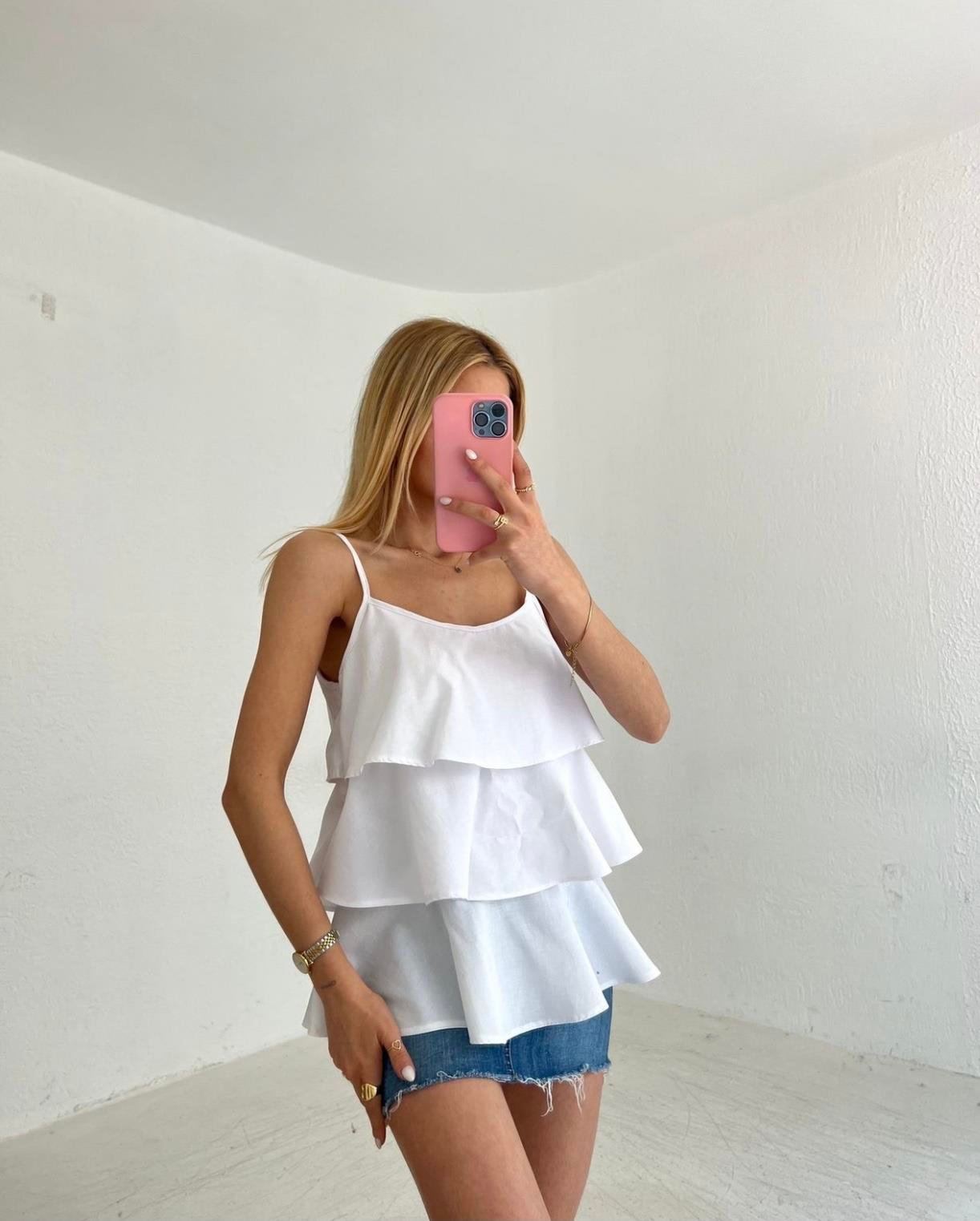 Ekru Askılı Bluz