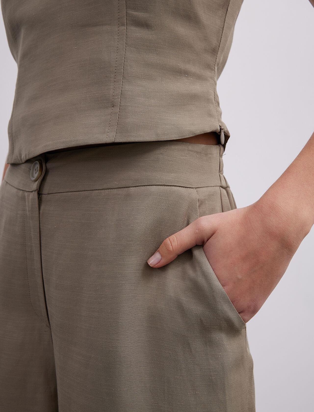 GENİŞ PAÇA VİSKON KETEN PANTOLON