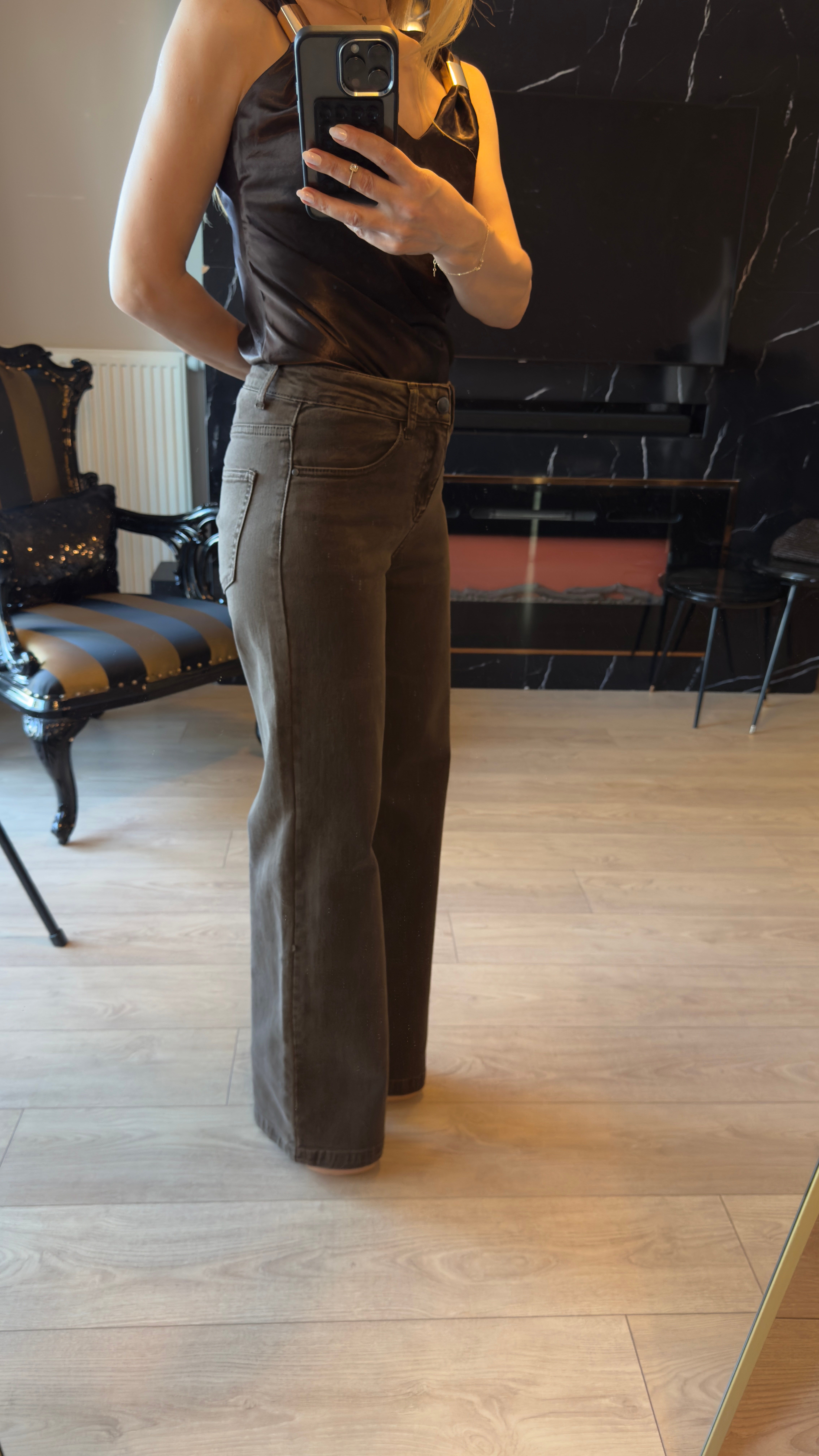 Kahverengi Yüksek Bel Wide Leg Jean