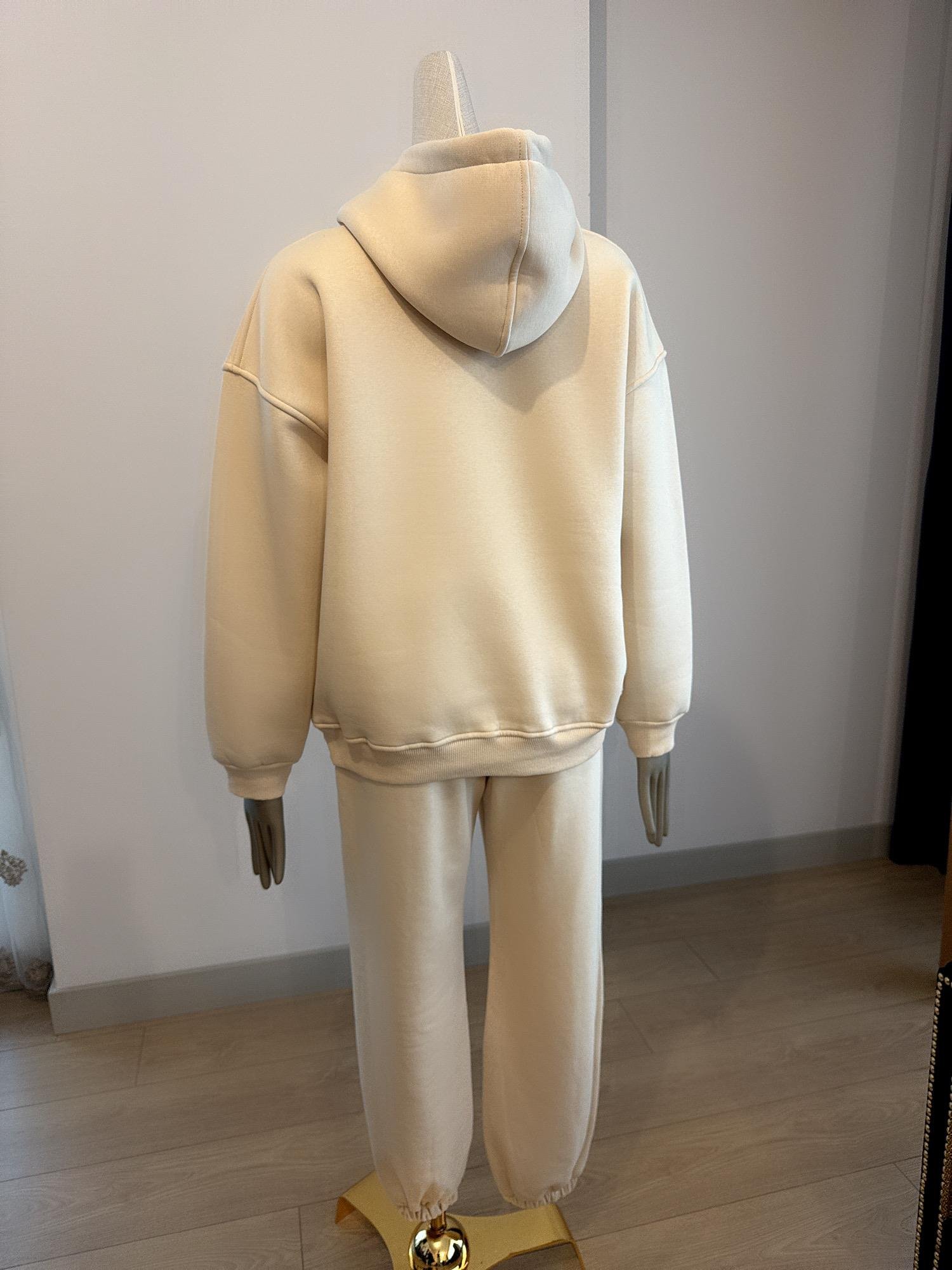 Kapüşonlu Kanguru Cepli Sweatshirt Krem