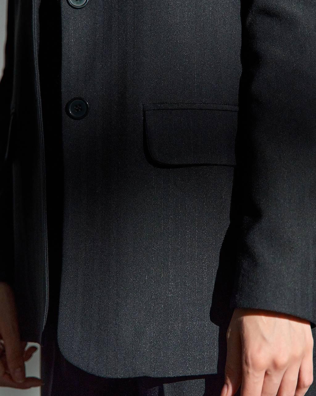 LACİVERT İNCE ÇİZGİLİ BLAZER CEKET