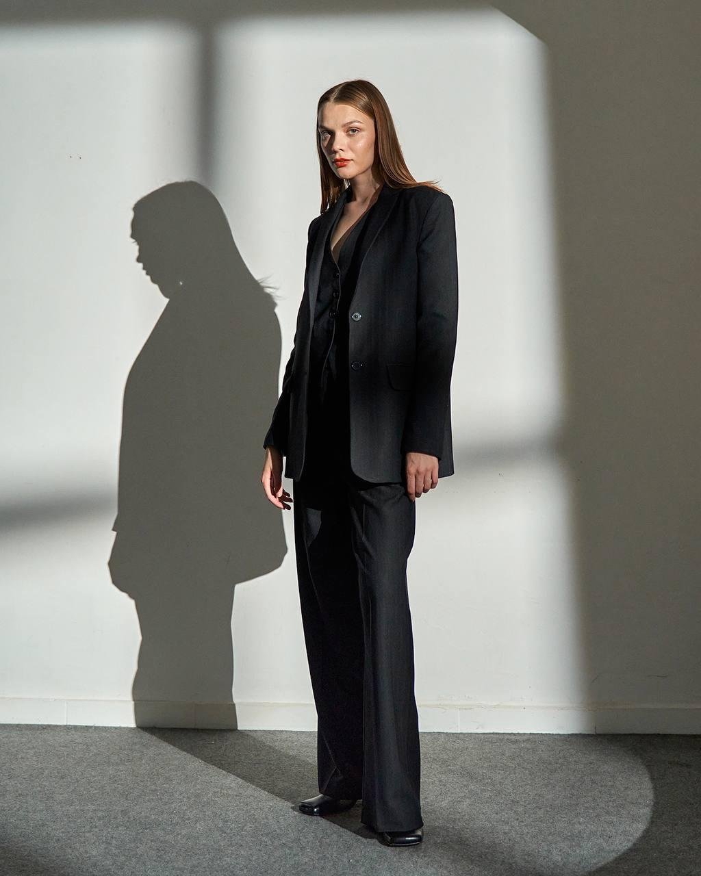 LACİVERT İNCE ÇİZGİLİ BLAZER CEKET