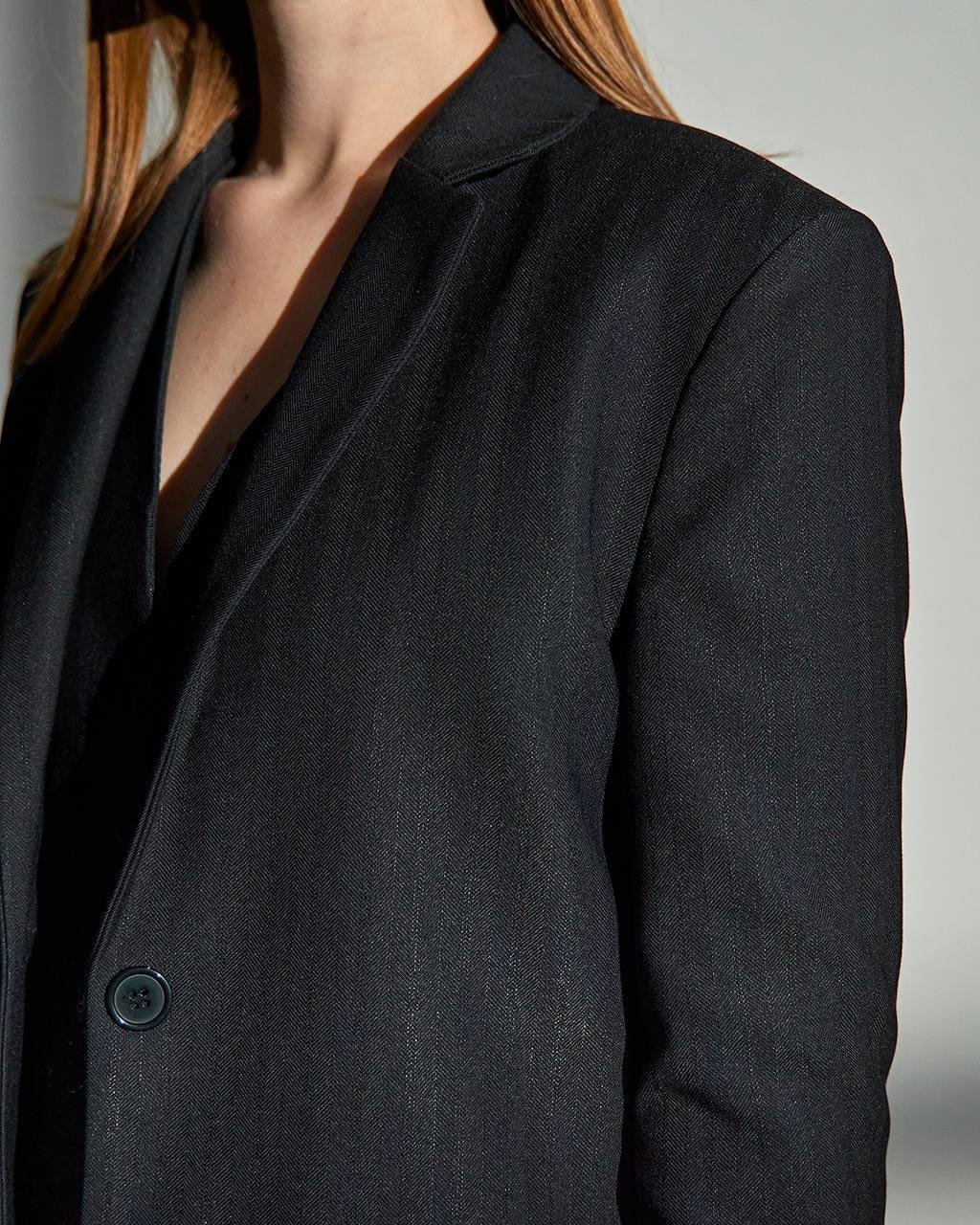 LACİVERT İNCE ÇİZGİLİ BLAZER CEKET