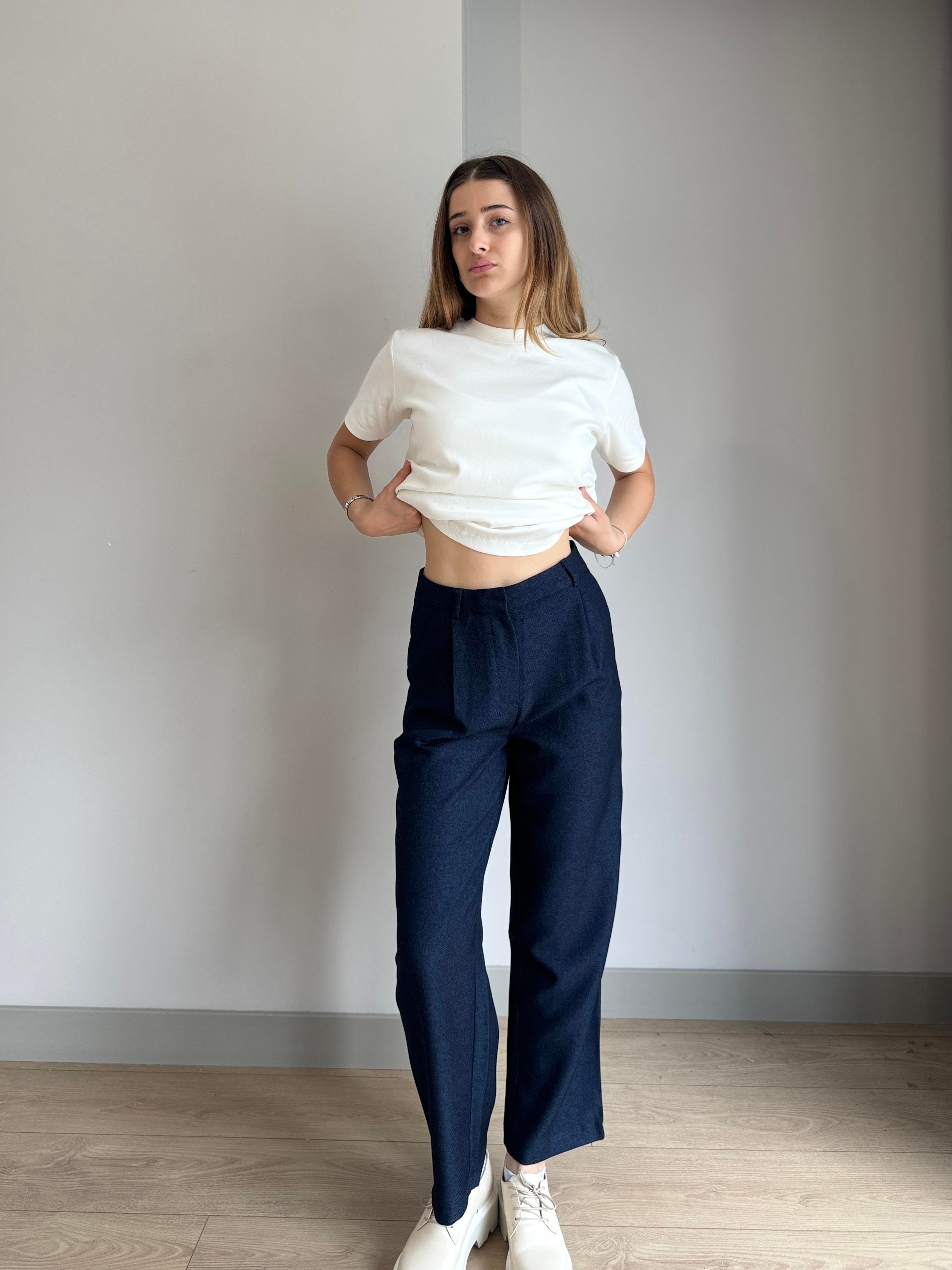 LACİVERT YÜKSEK BEL PANTALON