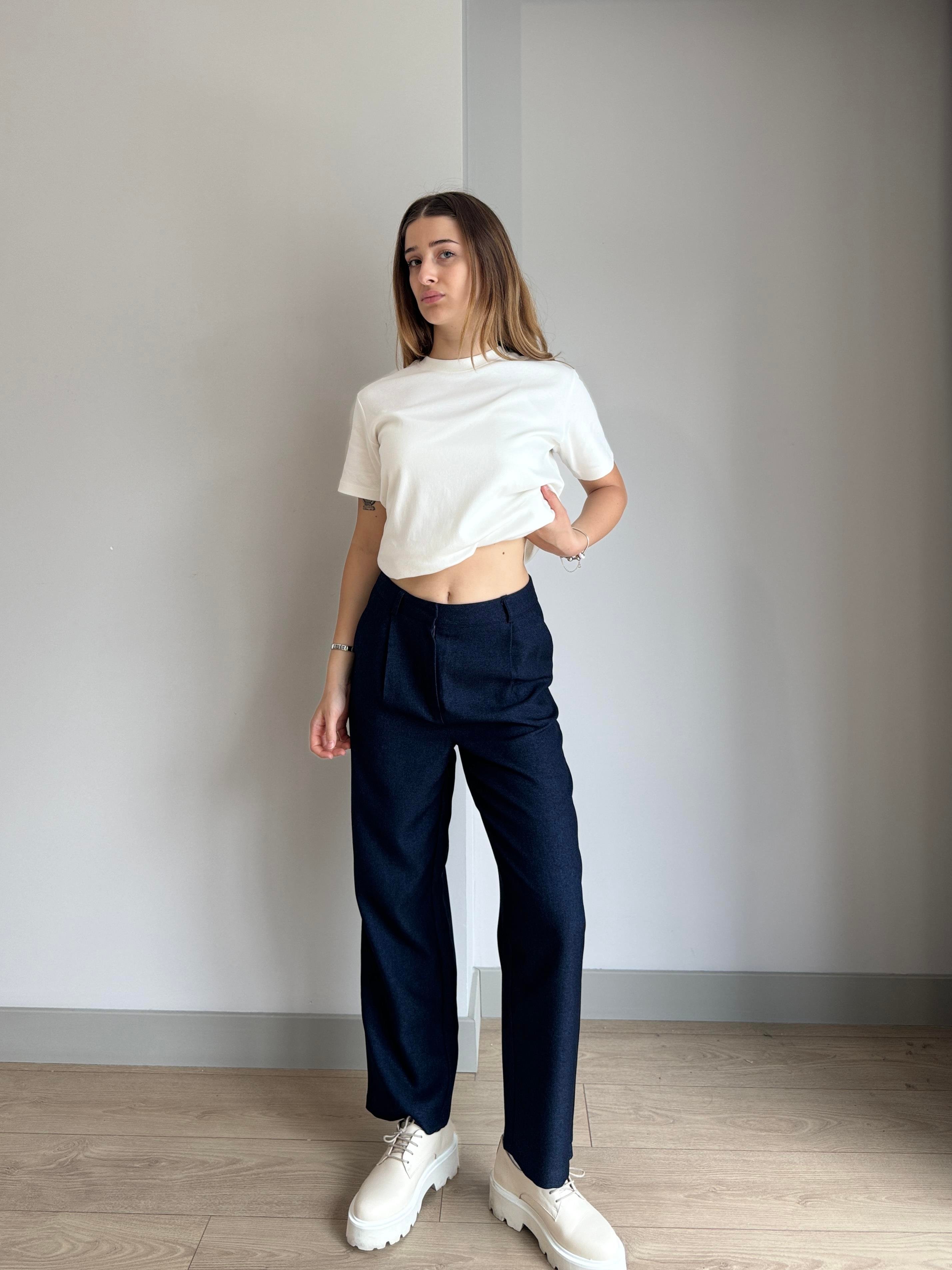 LACİVERT YÜKSEK BEL PANTALON
