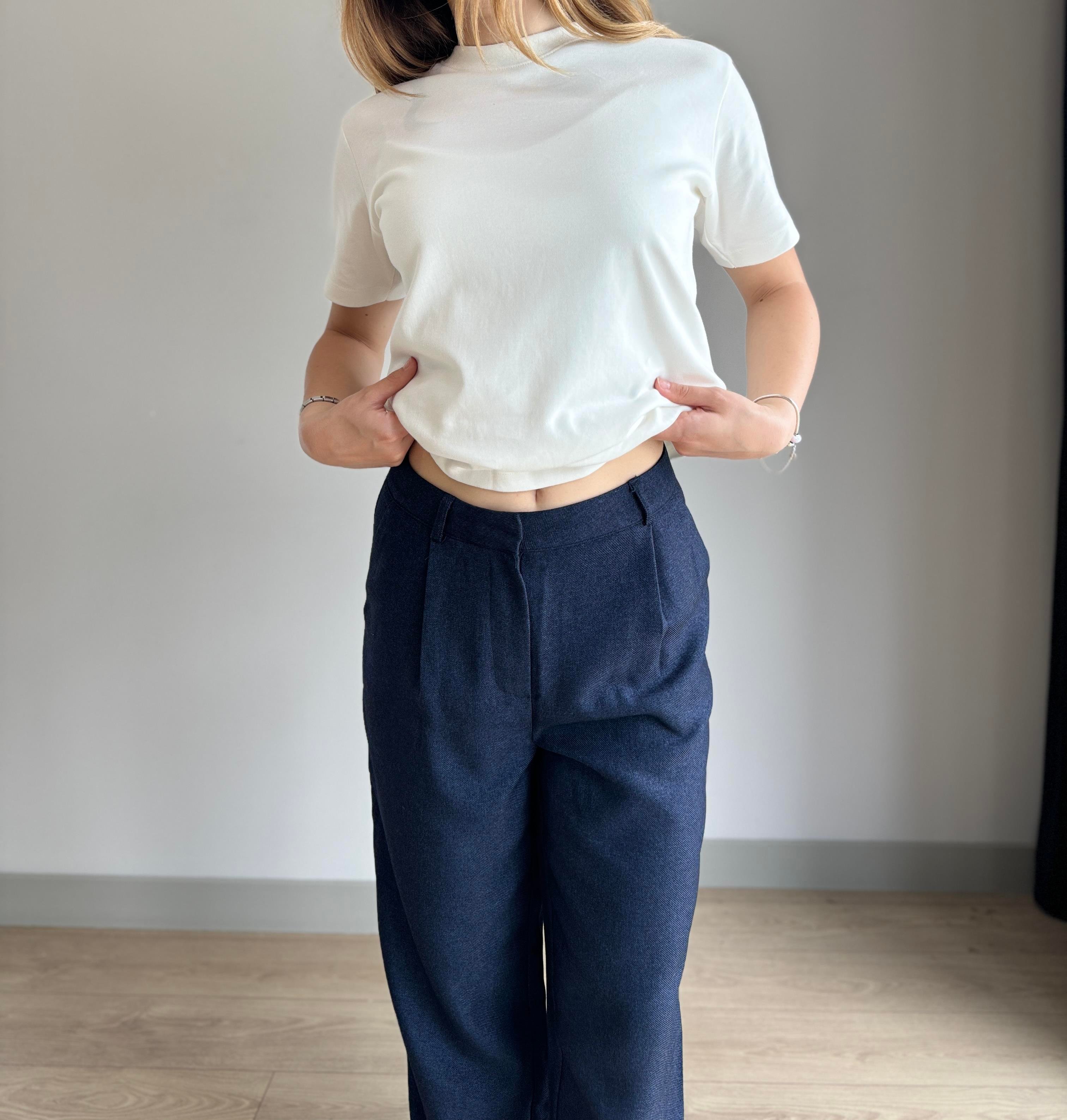 LACİVERT YÜKSEK BEL PANTALON