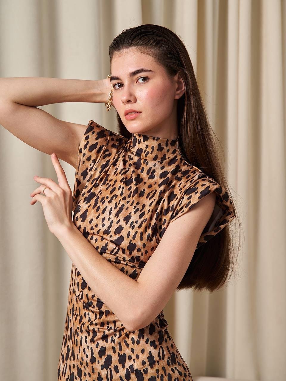 LEOPAR DESENLİ MİNİ ELBİSE