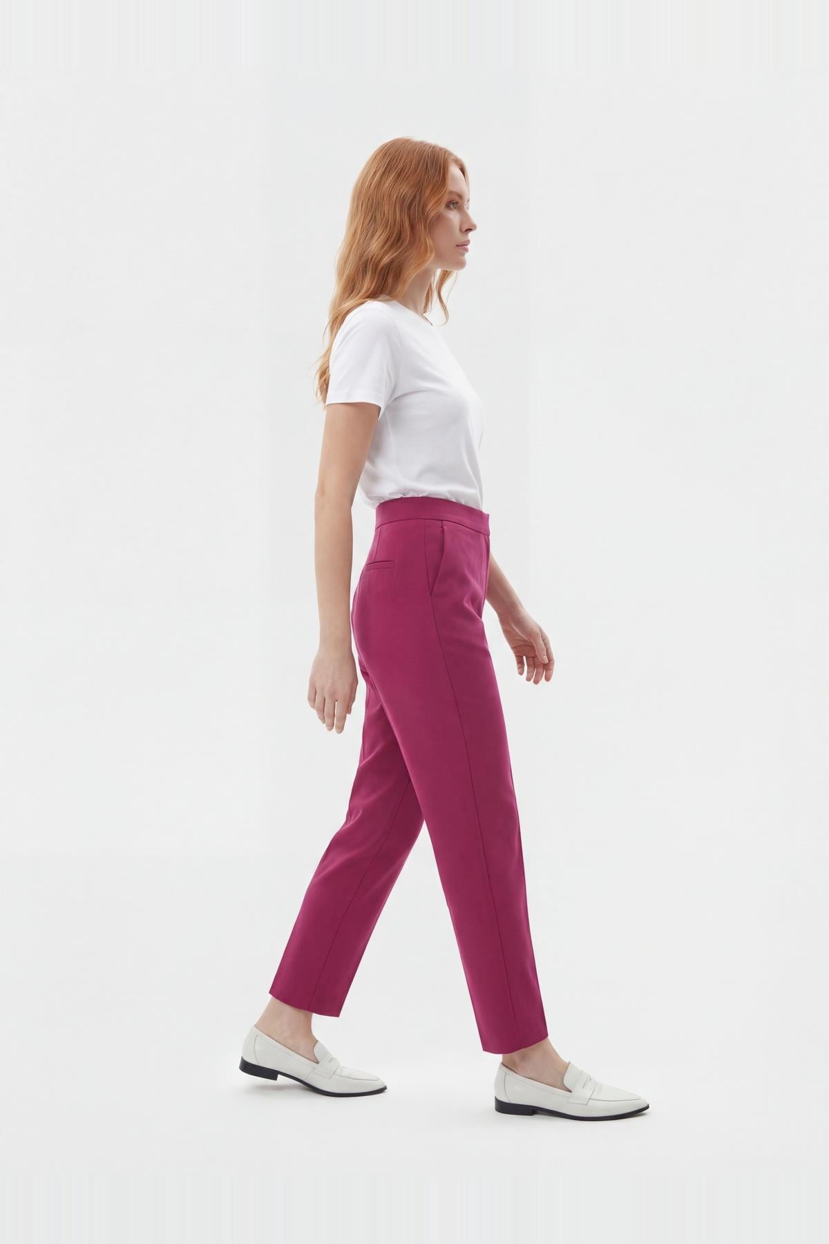 PİLELİ HAVUÇ MODEL FUŞYA PANTOLON