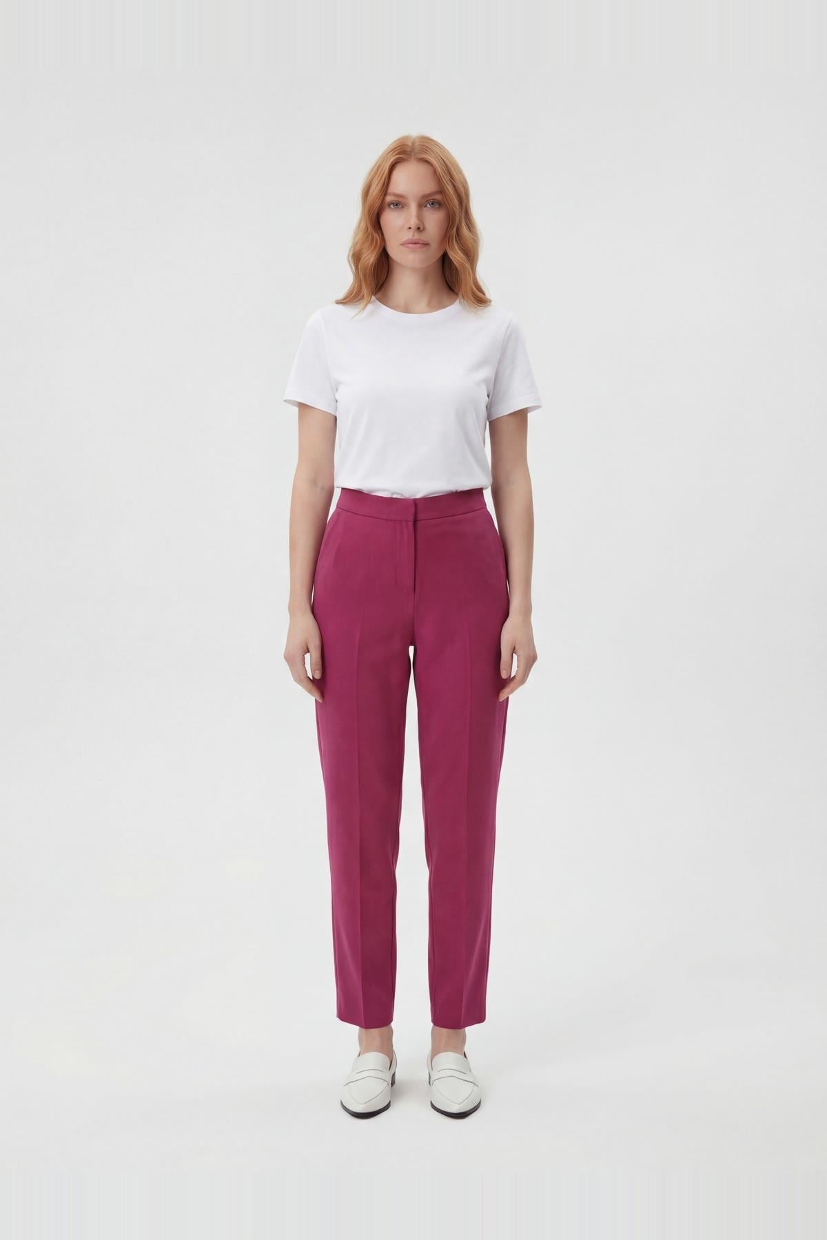 PİLELİ HAVUÇ MODEL FUŞYA PANTOLON