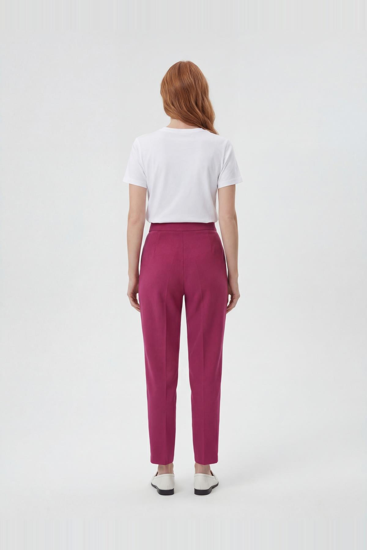 PİLELİ HAVUÇ MODEL FUŞYA PANTOLON