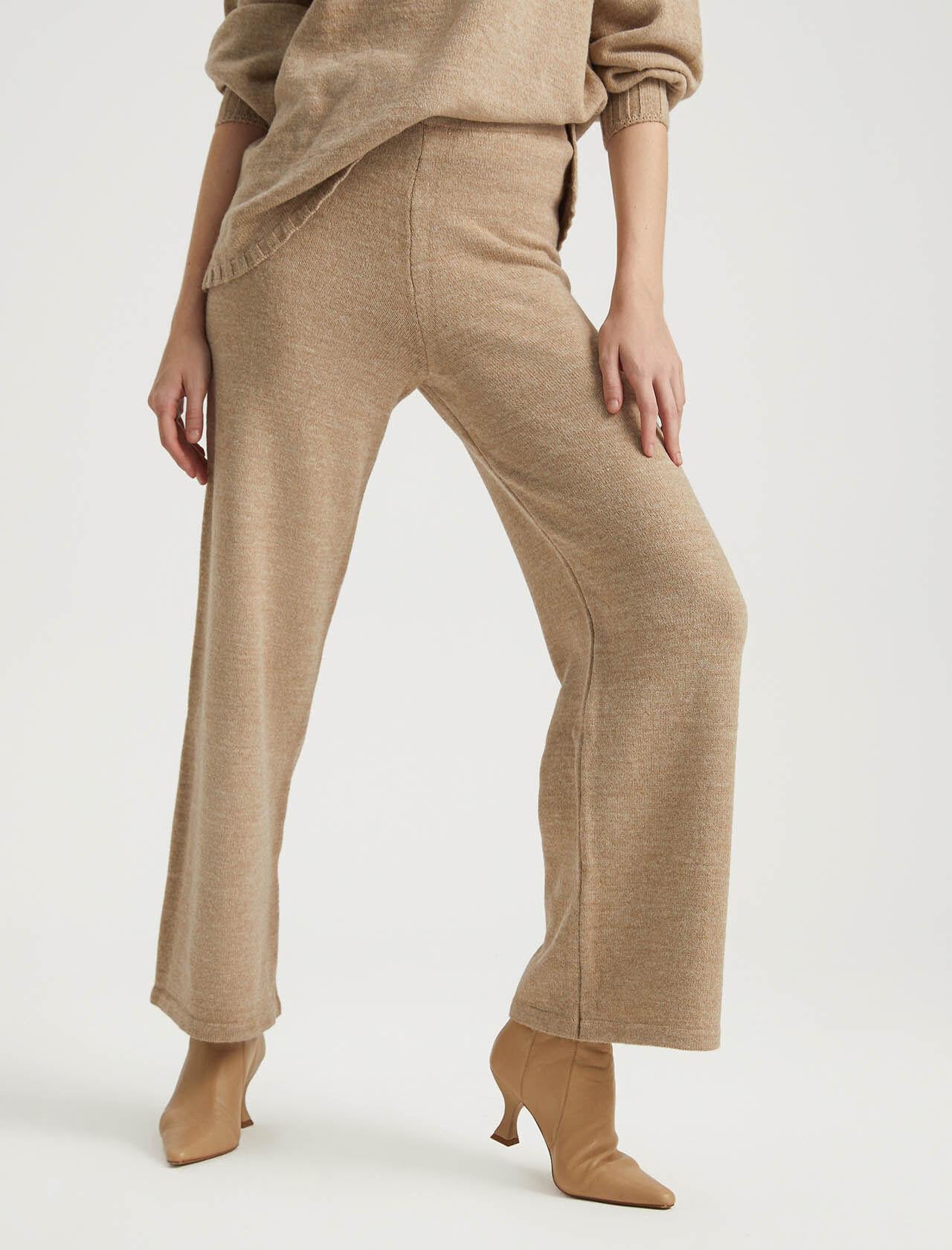 Premium Seri Bej Bağcıklı Bol Paça Pantolon