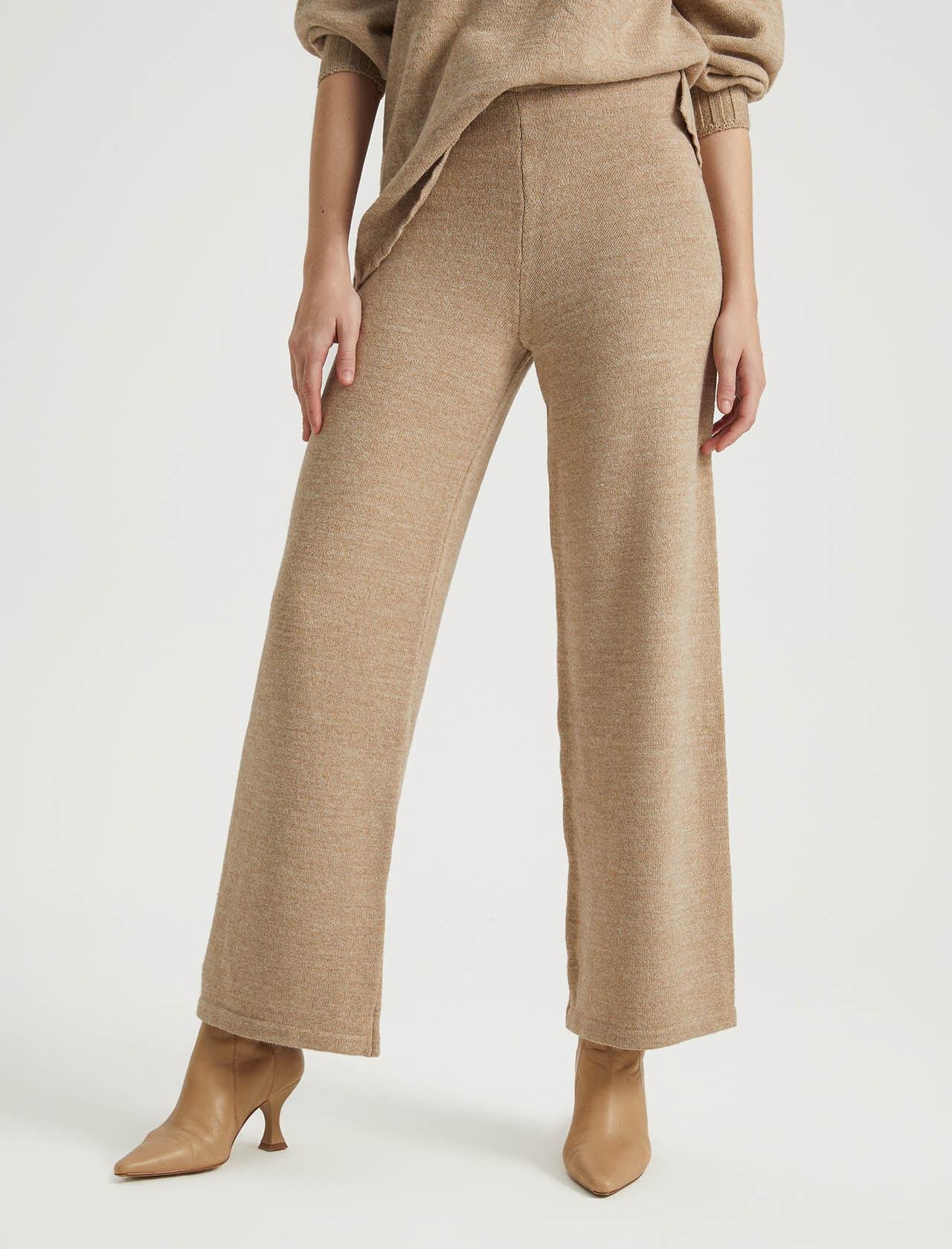 Premium Seri Bej Bağcıklı Bol Paça Pantolon