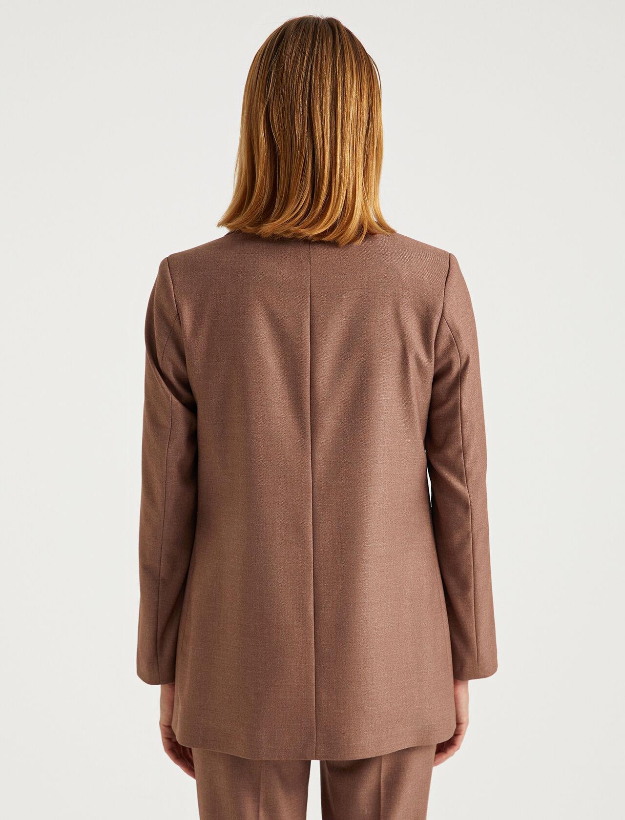 Premium Seri Kahve Zincir Cep Cutout Detaylı Blazer