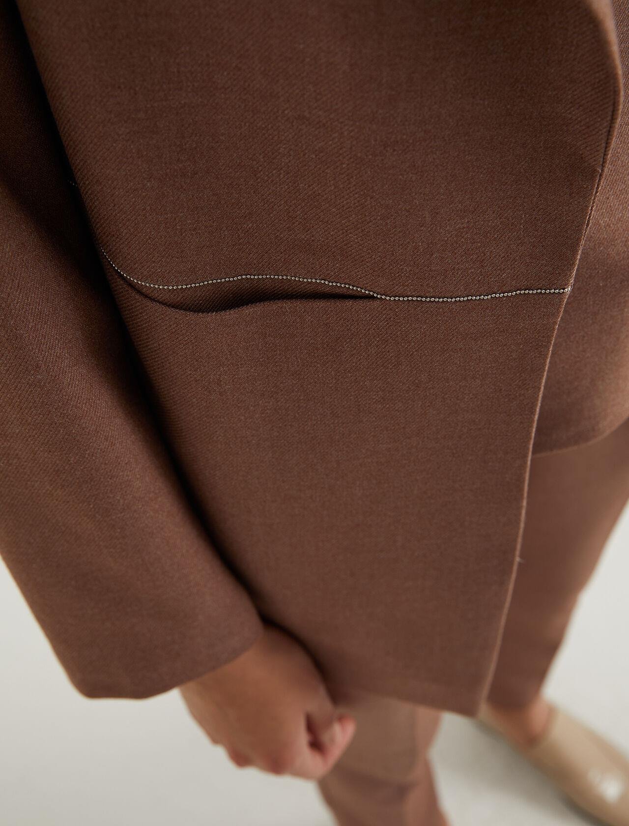 Premium Seri Kahve Zincir Cep Cutout Detaylı Blazer