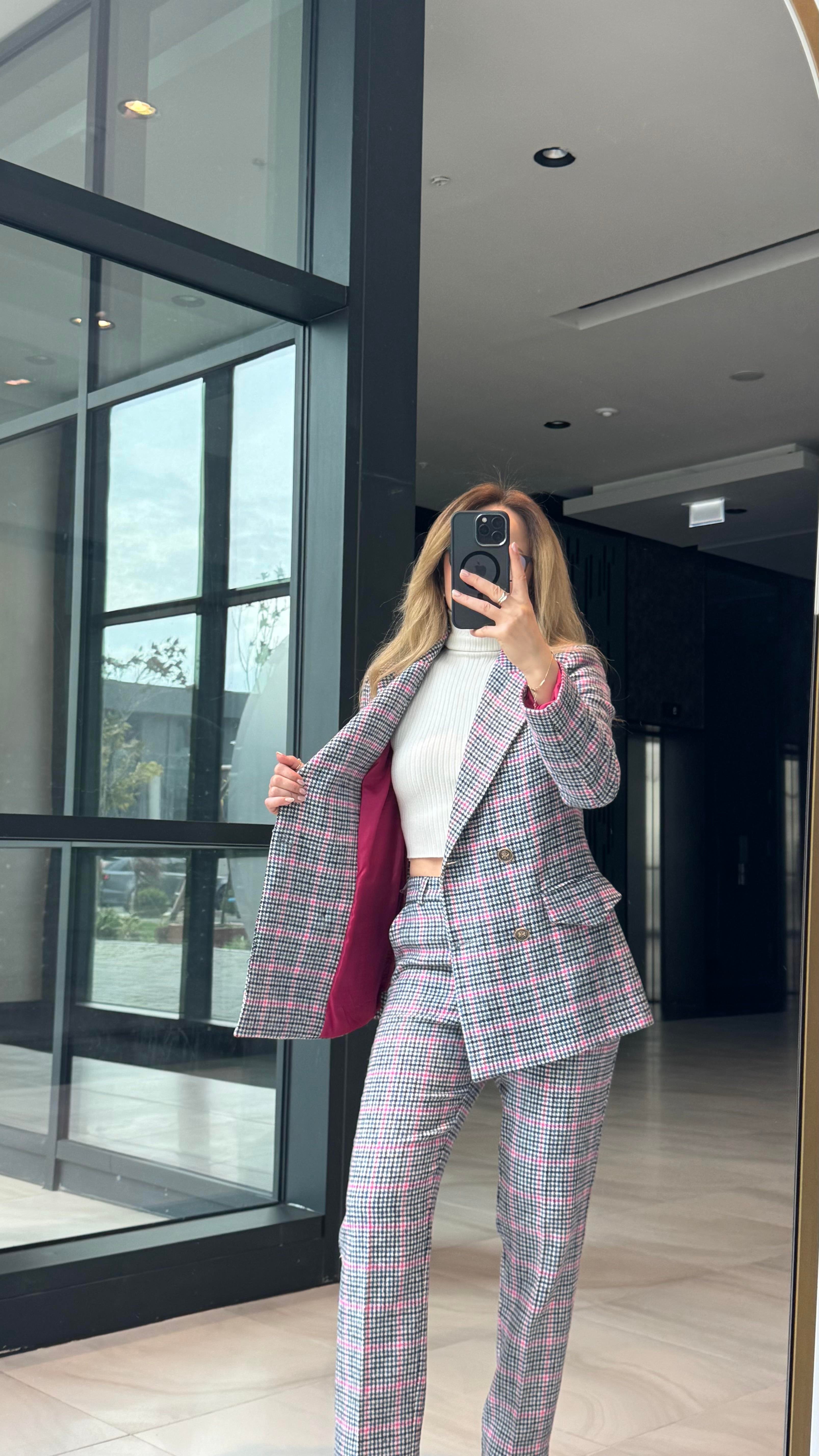 Premium Seri Multirenk Ekose Ceket