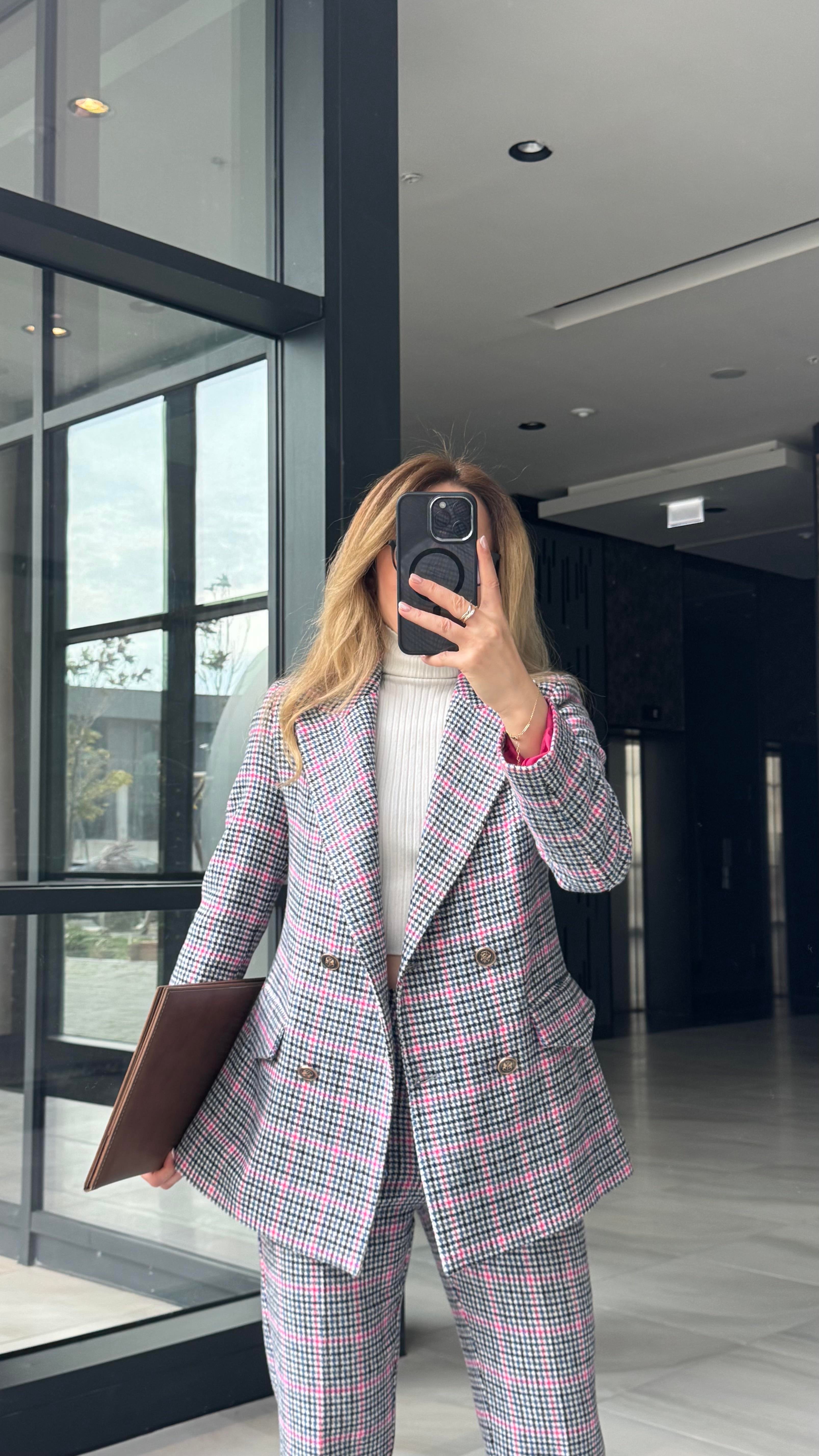 Premium Seri Multirenk Ekose Ceket