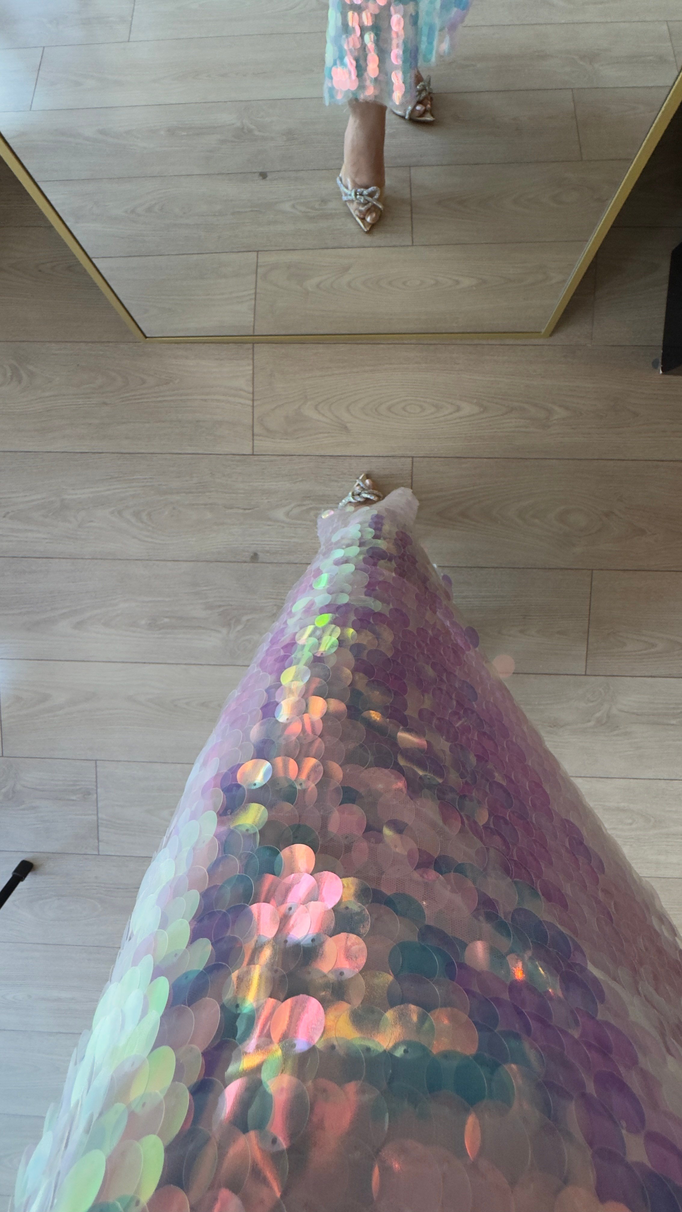 Pul Payet Midi Elbise Açık Pembe
