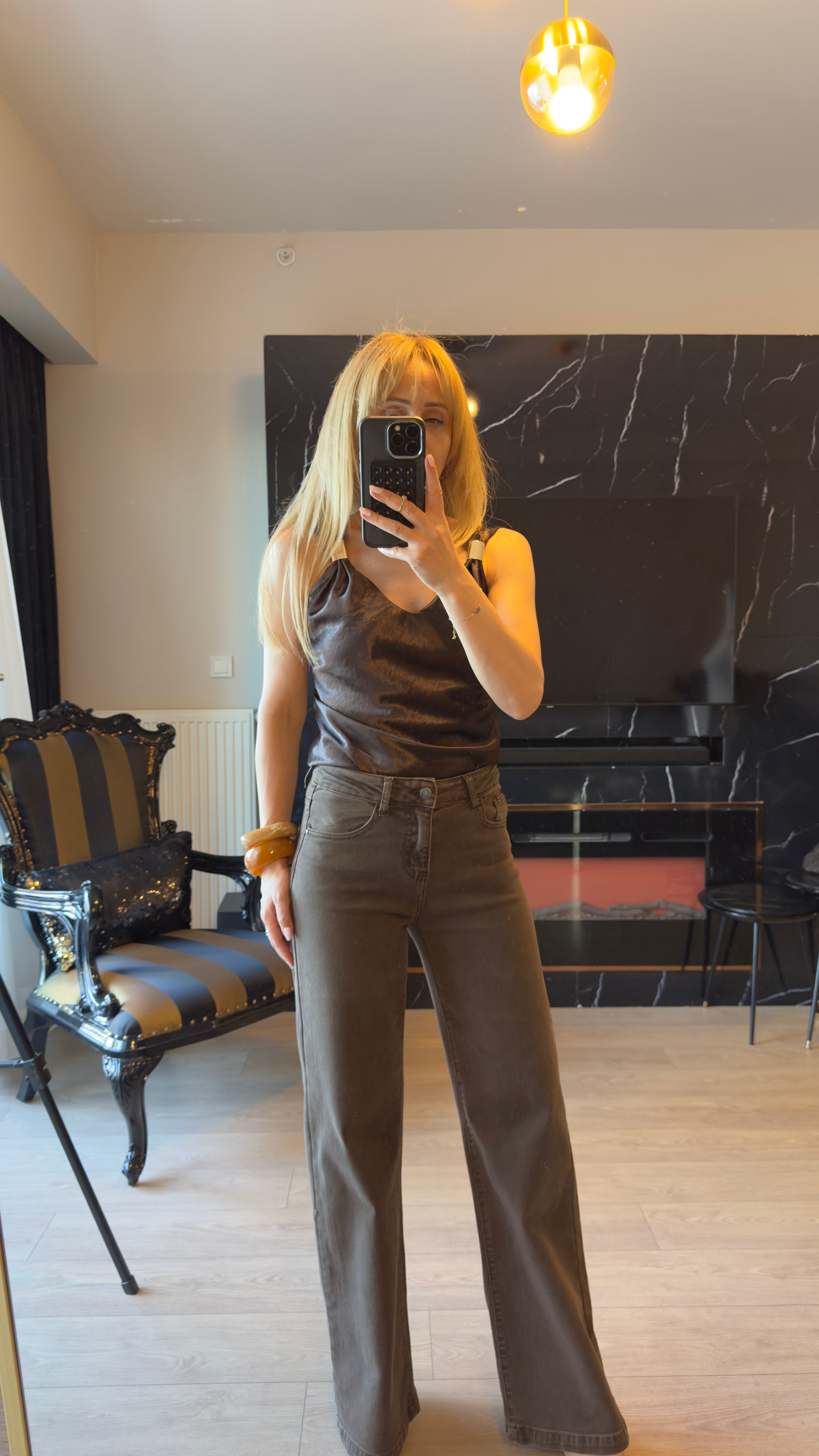 Saten Askılı Bluz