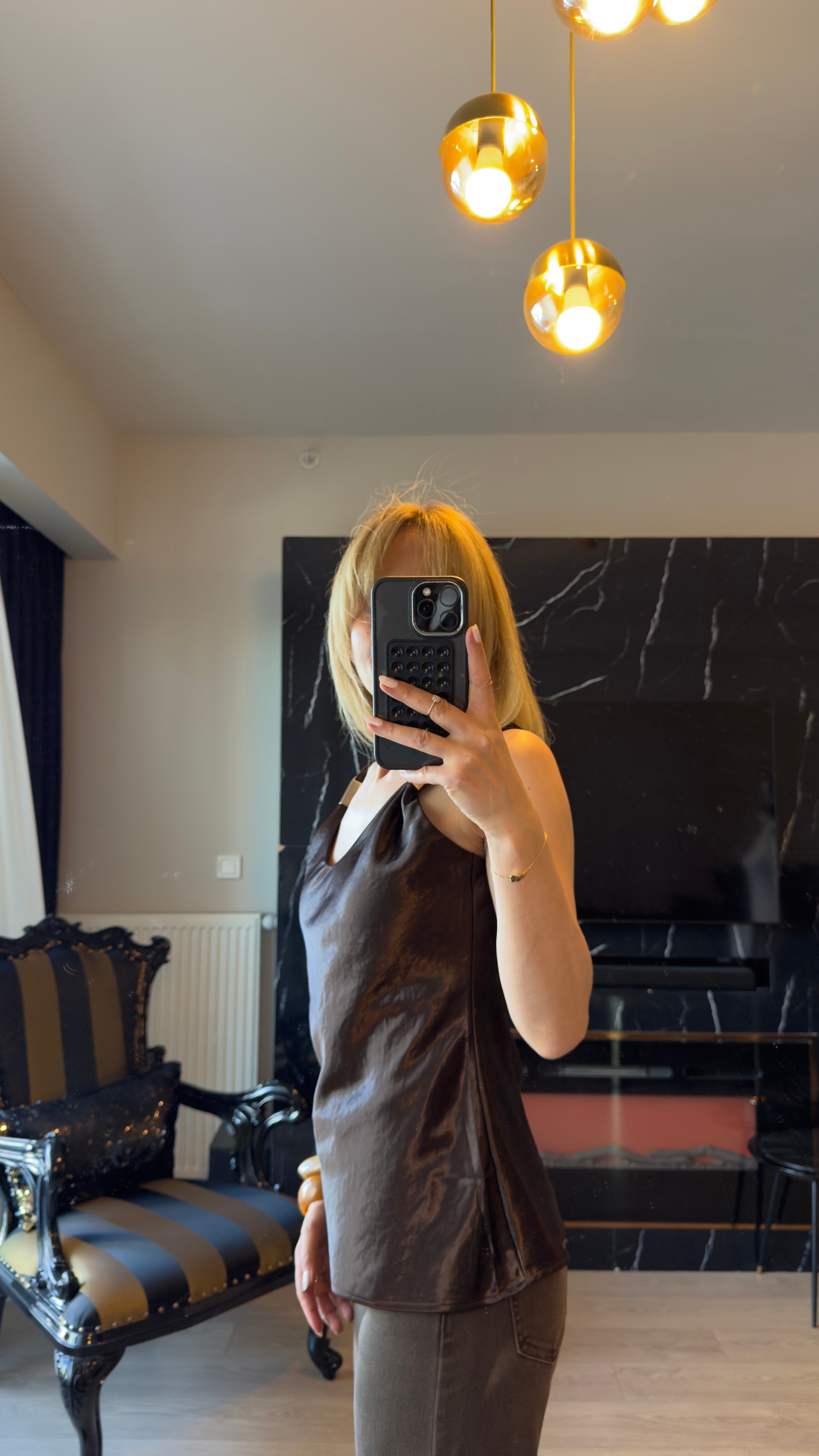 Saten Askılı Bluz