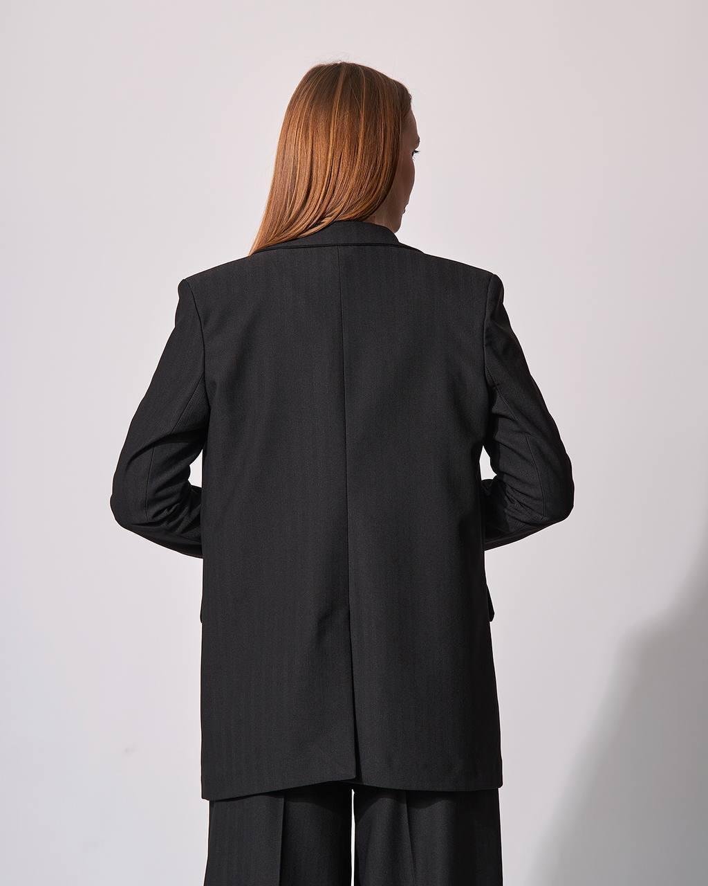 SİYAH İNCE ÇİZGİLİ BLAZER CEKET