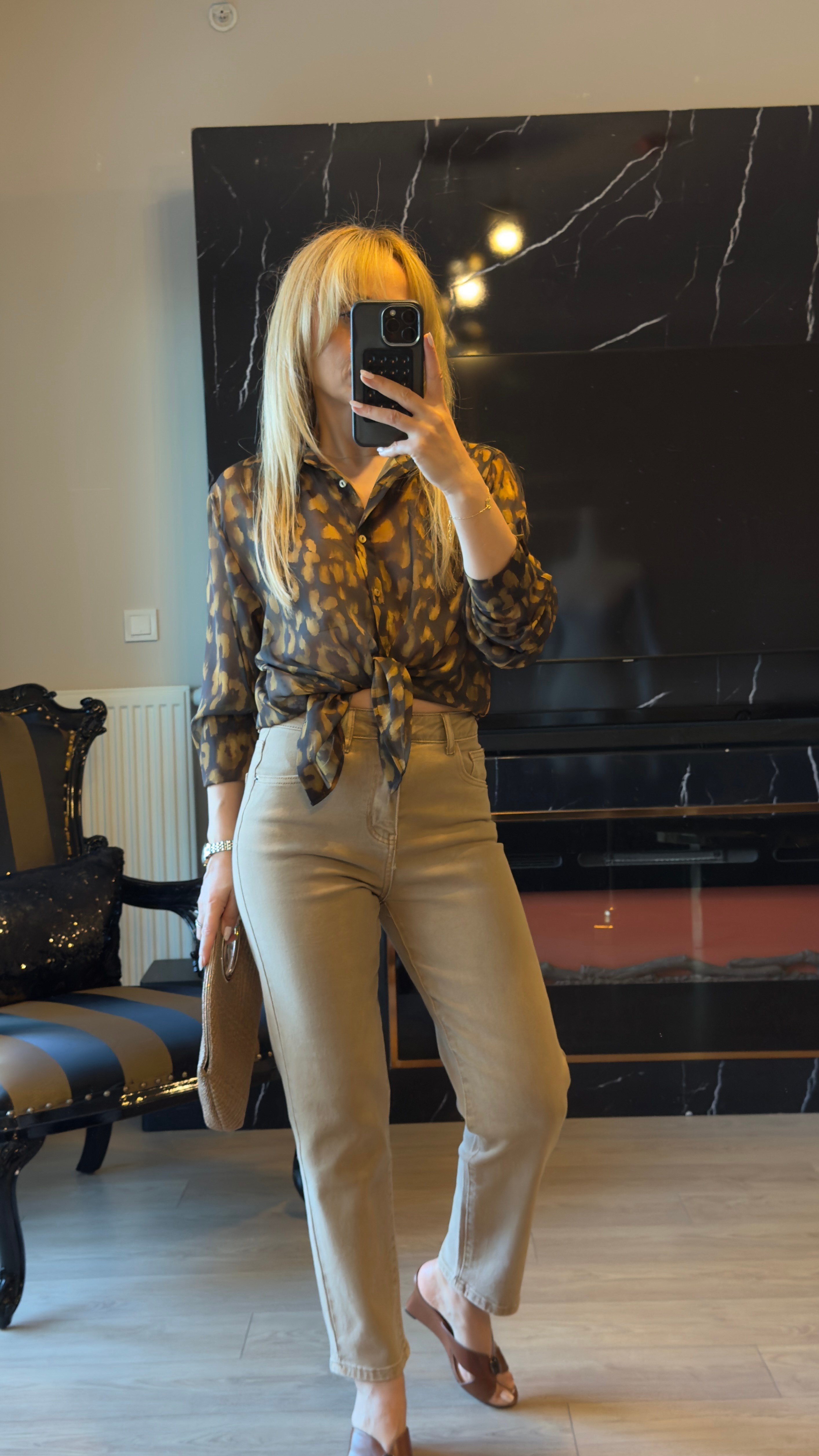 Taba Yüksek Bel Fıt Mom Jean