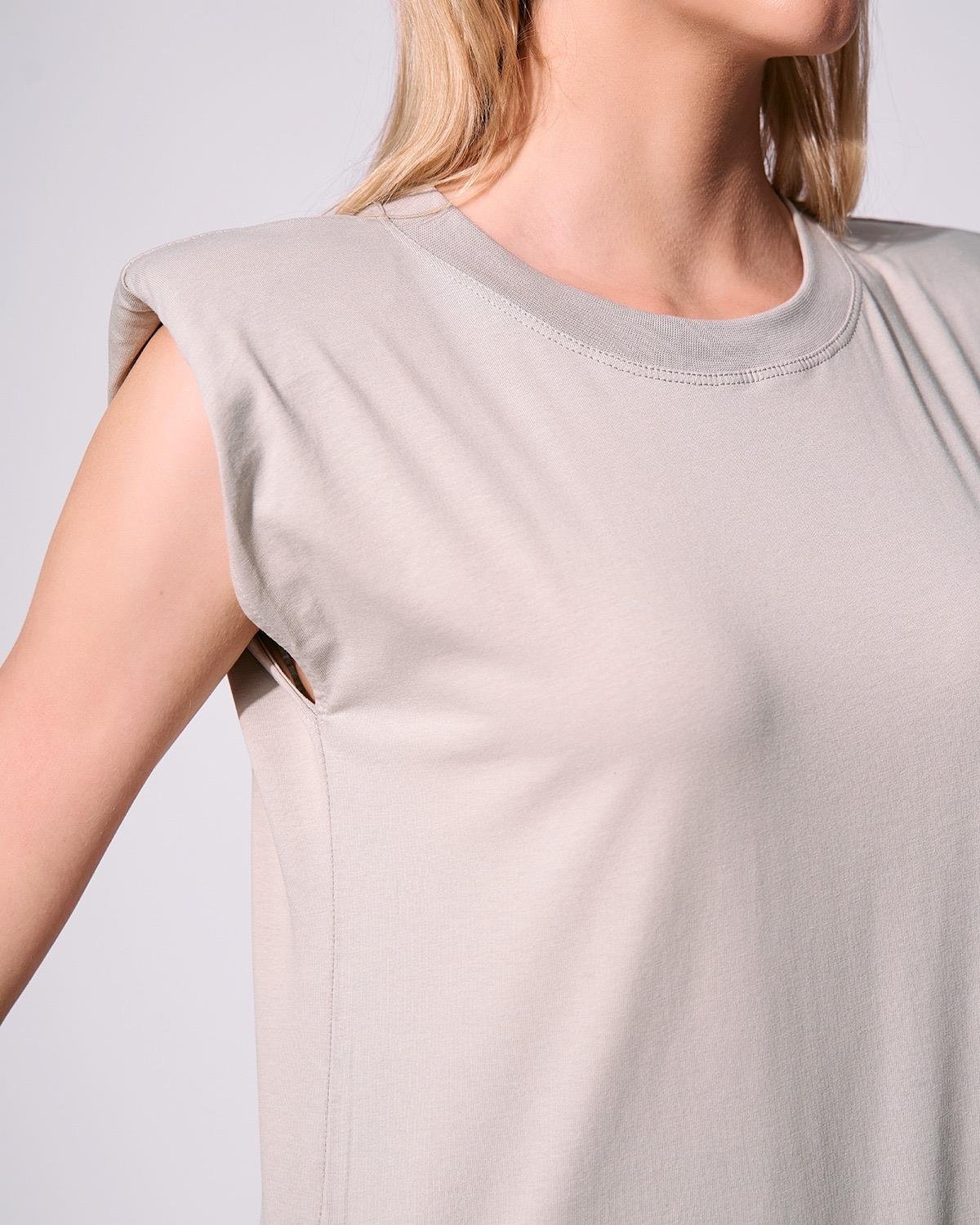 Vatkalı Gri Kolsuz T-Shirt